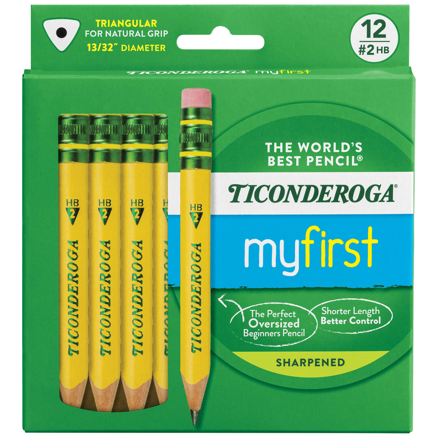 Ticonderoga My First Short Wooden Pencils, #2 HB/Soft, Yellow, 12 Pencils Per Pack, Set Of 2 Packs - Image 4