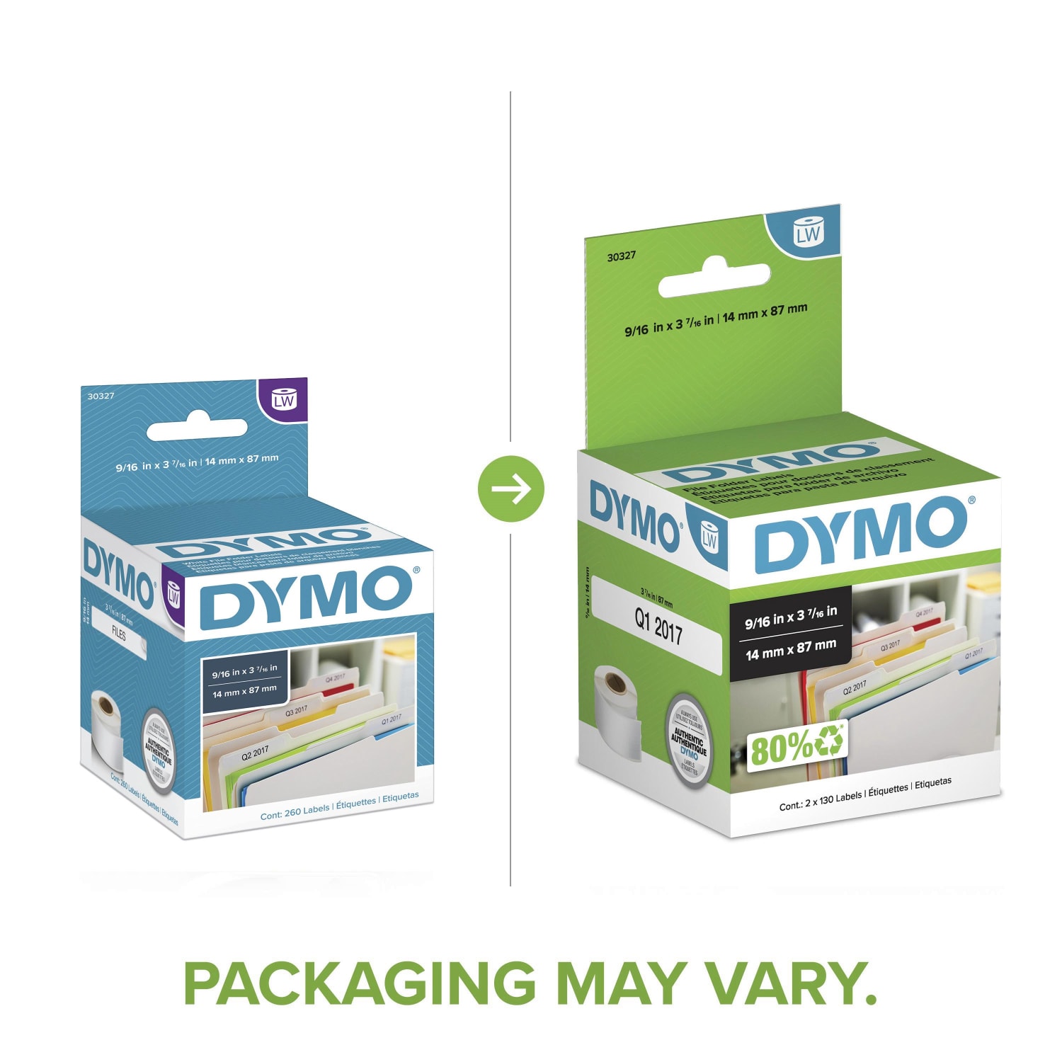 DYMO LabelWriter 30327 File Folder Labels, 3 7/16in x 9/16in, Pack Of 2 - Image 3