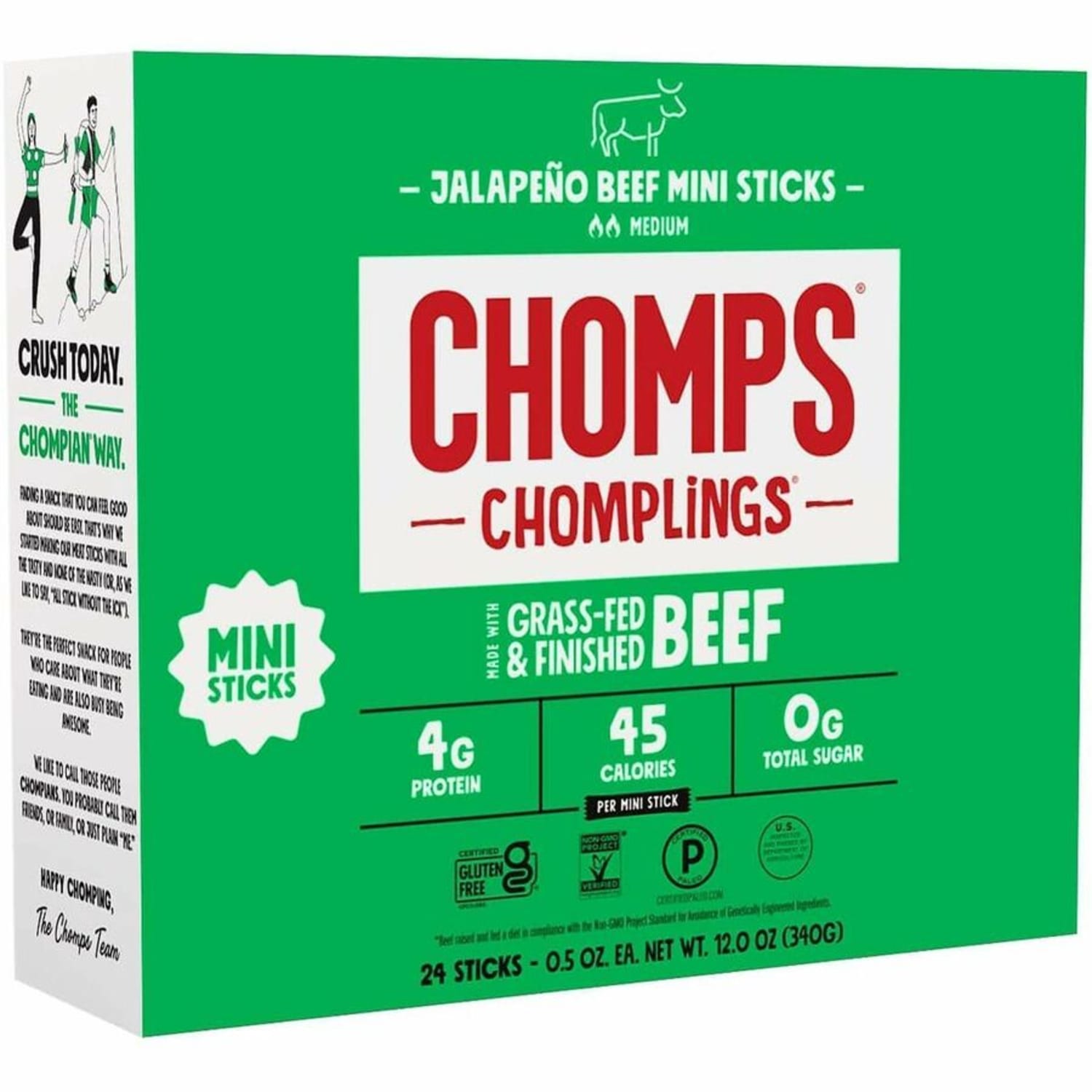 CHOMPS Chomplings Jalepeno Beef Jerky Sticks - 0.50 oz - 24 / Pack - Image 3