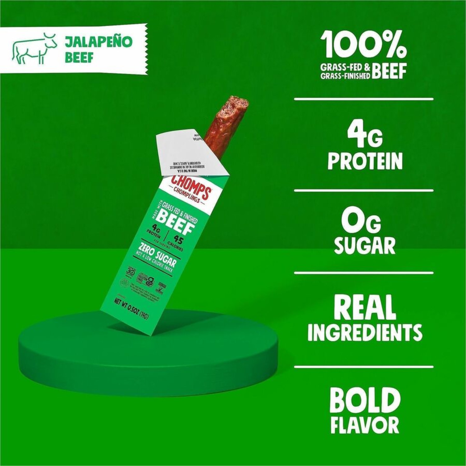 CHOMPS Chomplings Jalepeno Beef Jerky Sticks - 0.50 oz - 24 / Pack - Image 4