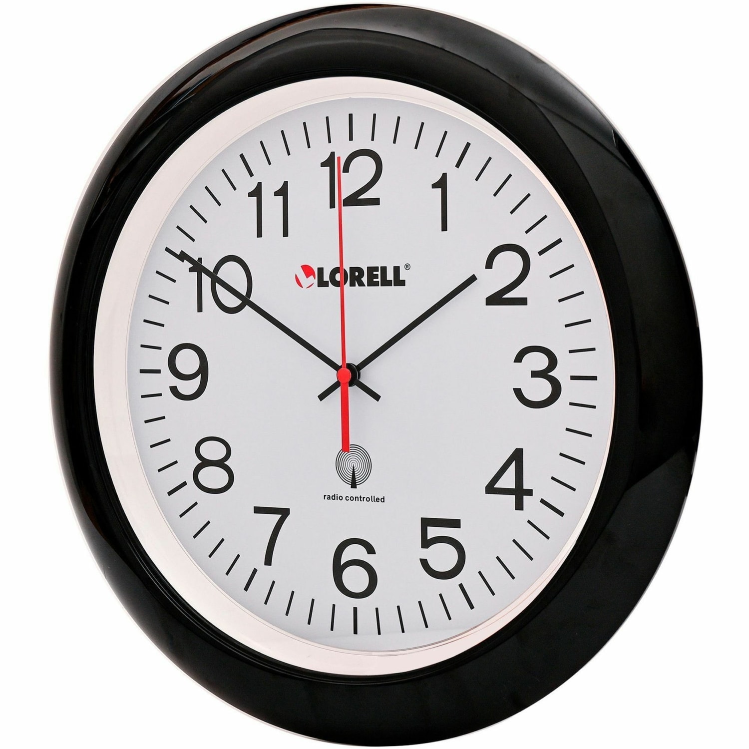 Lorell 13 1/4in Round Atomic Wood Wall Clock, Black - Image 4
