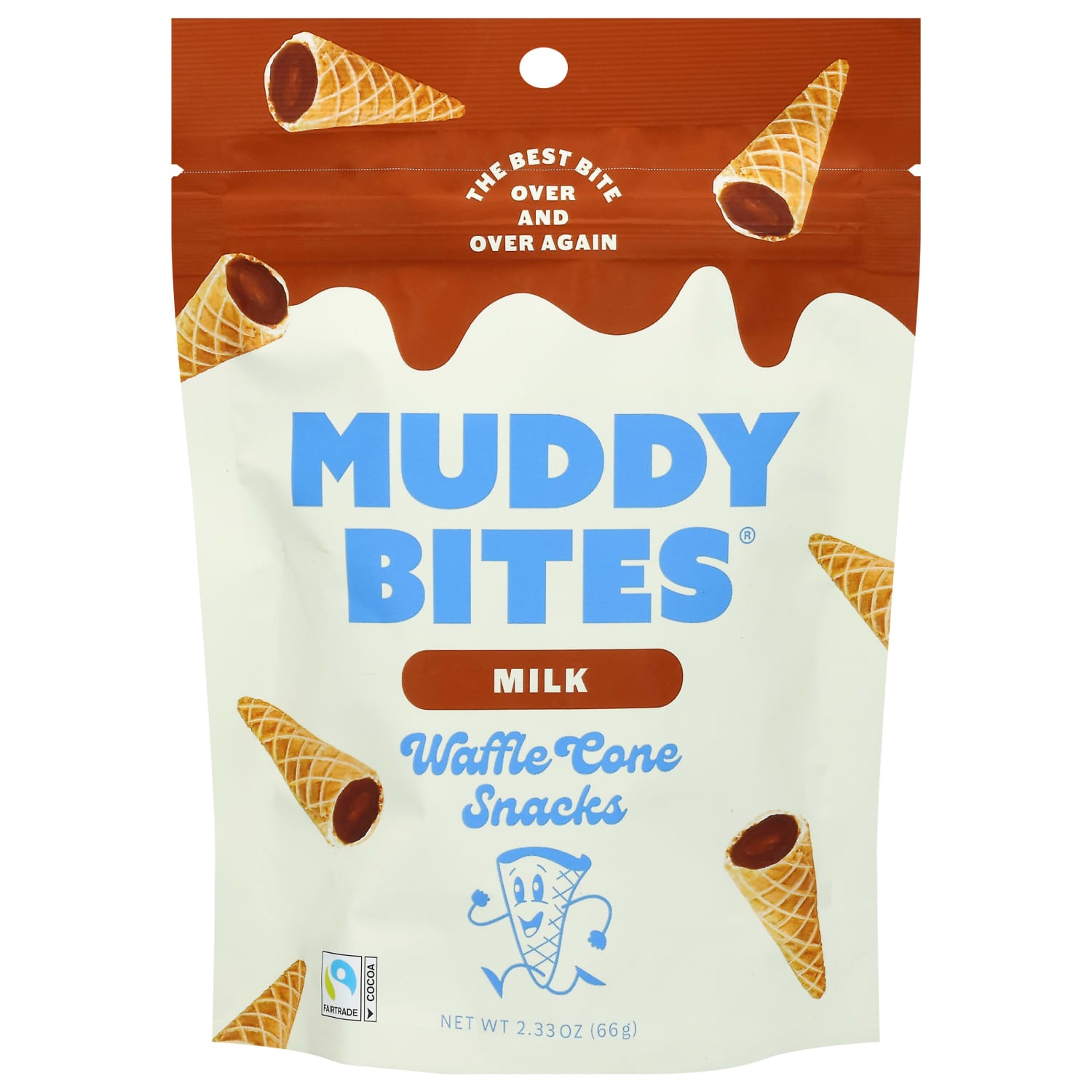 Muddy Bites Waffle Cone Snacks, Milk Chocolate, 2.33 Oz, Total Qty 12