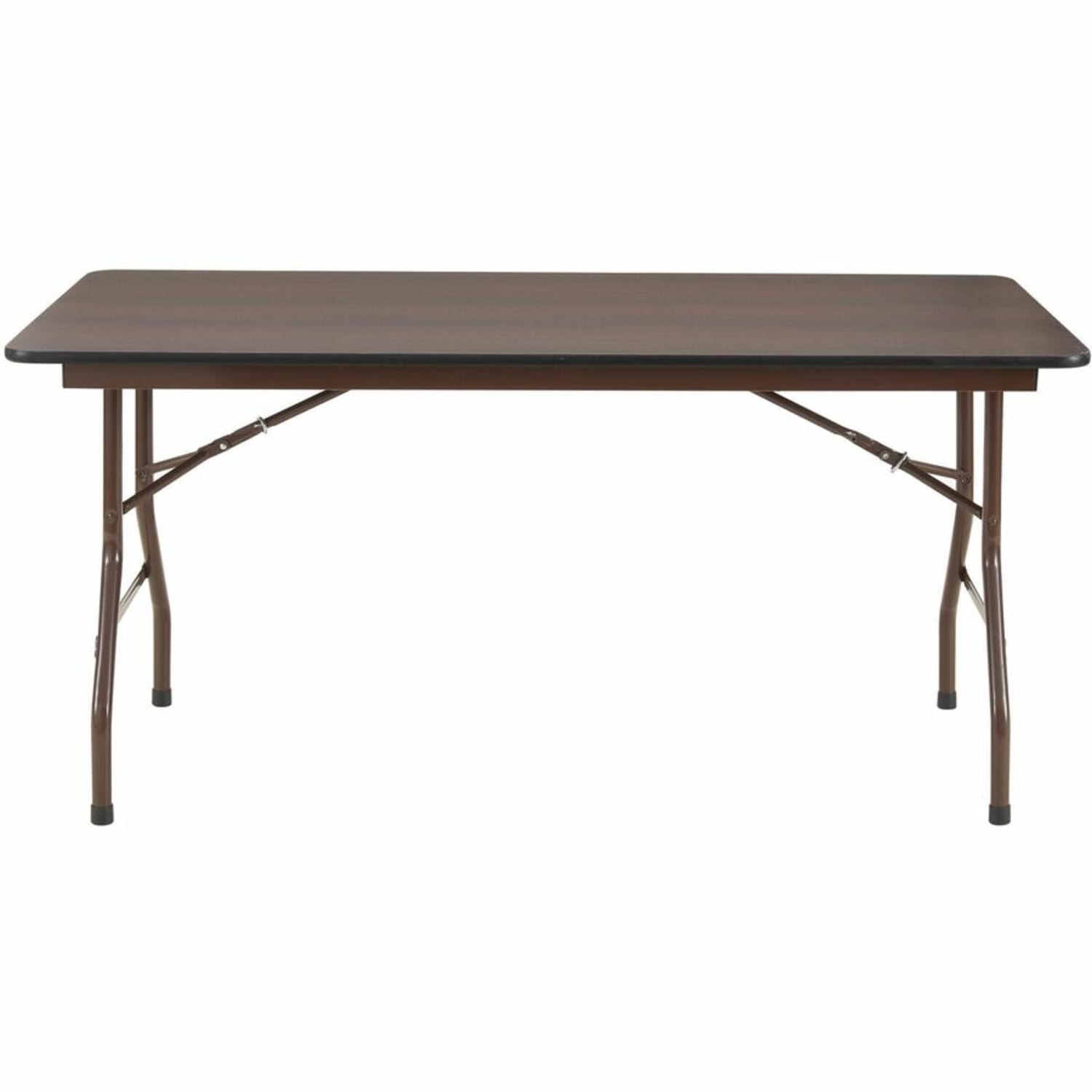 Lorell Laminate Economy Folding Table, 29inH x 60inW x 60inD, Mahogany - Image 5