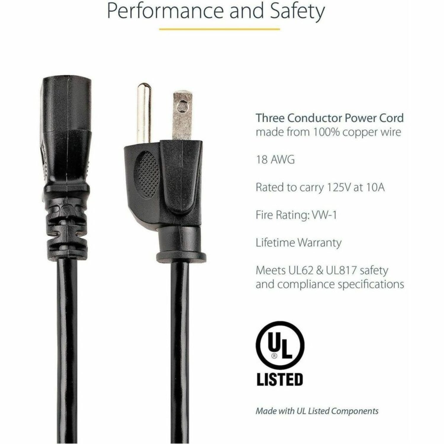 StarTech Standard Computer Power Cord, 10 Foot - Image 6