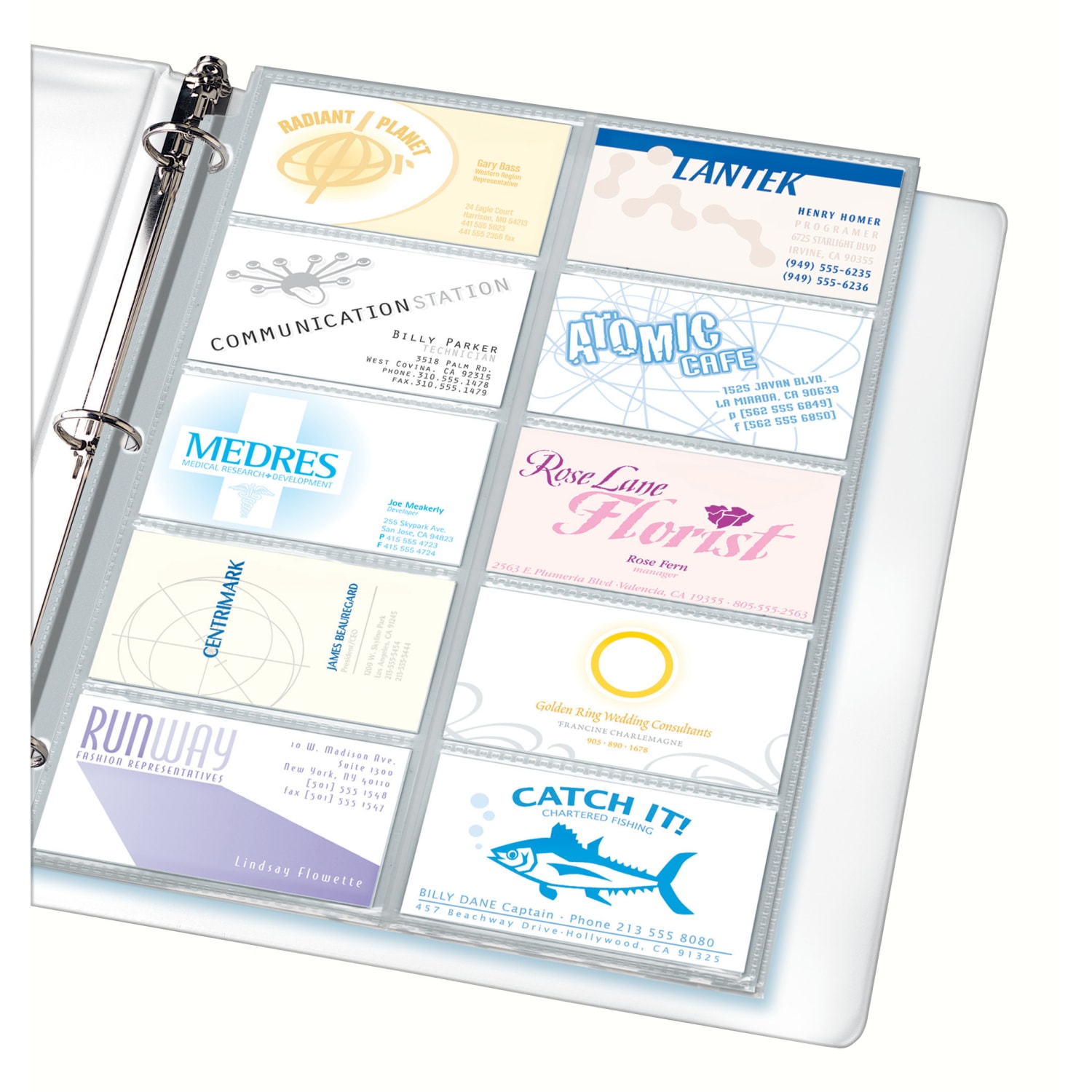 Avery Business Card Organizer 3-Ring Binder Pages, 8-1/2in x 11in, Clear, Pack Of 10 Pages - Image 3