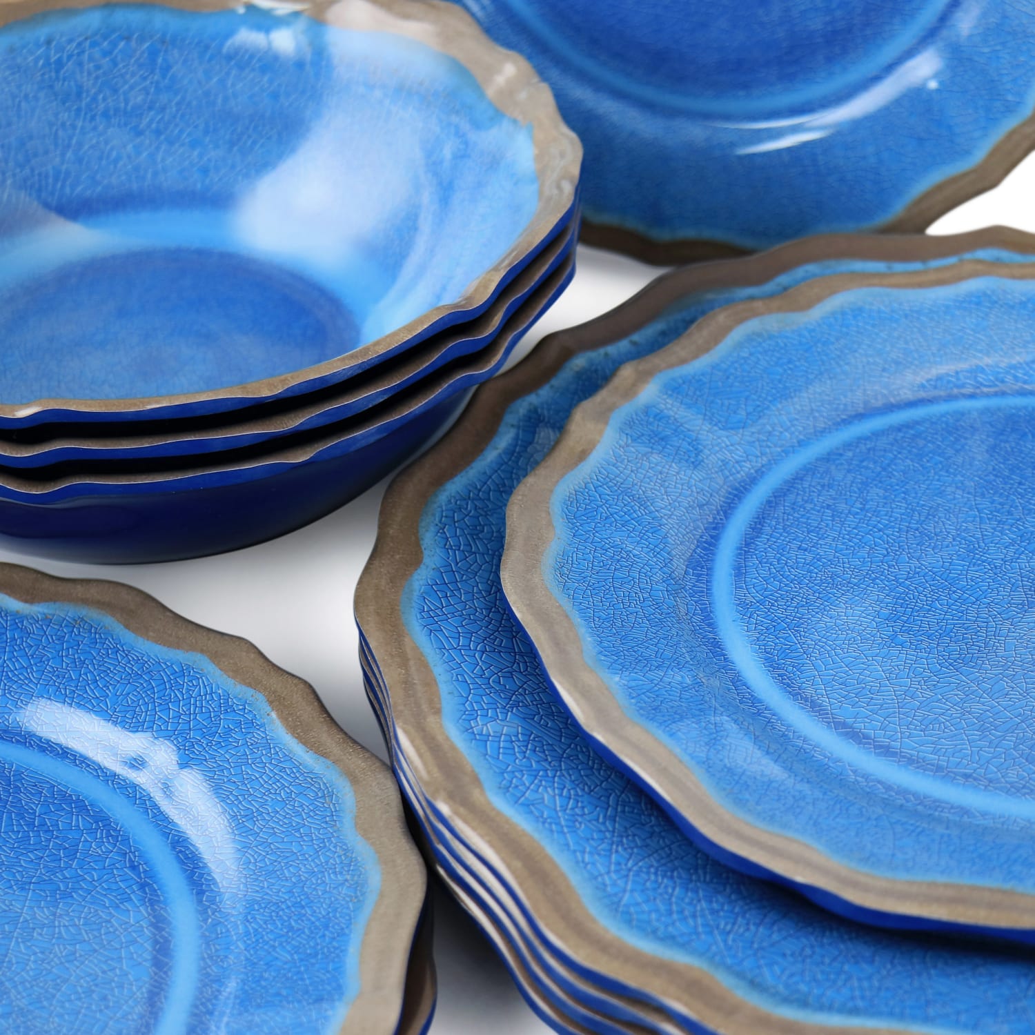 Elama Roma 12-Piece Melamine Dinnerware Set, Blue - Image 5