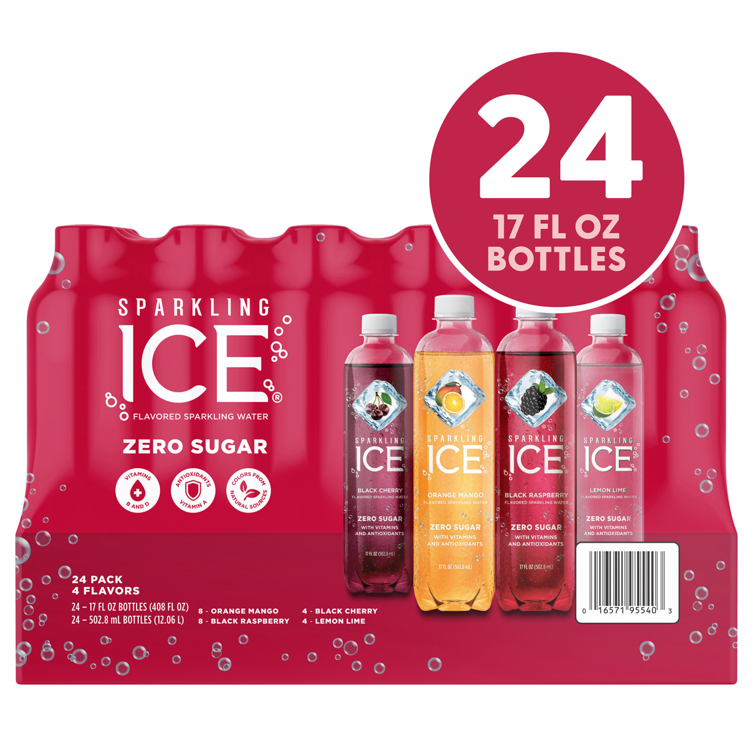 Sparkling Ice Fruit Frenzy Sparkling Water Variety Pack, 17 Oz, Pack Of 24 Bottles - Image 3