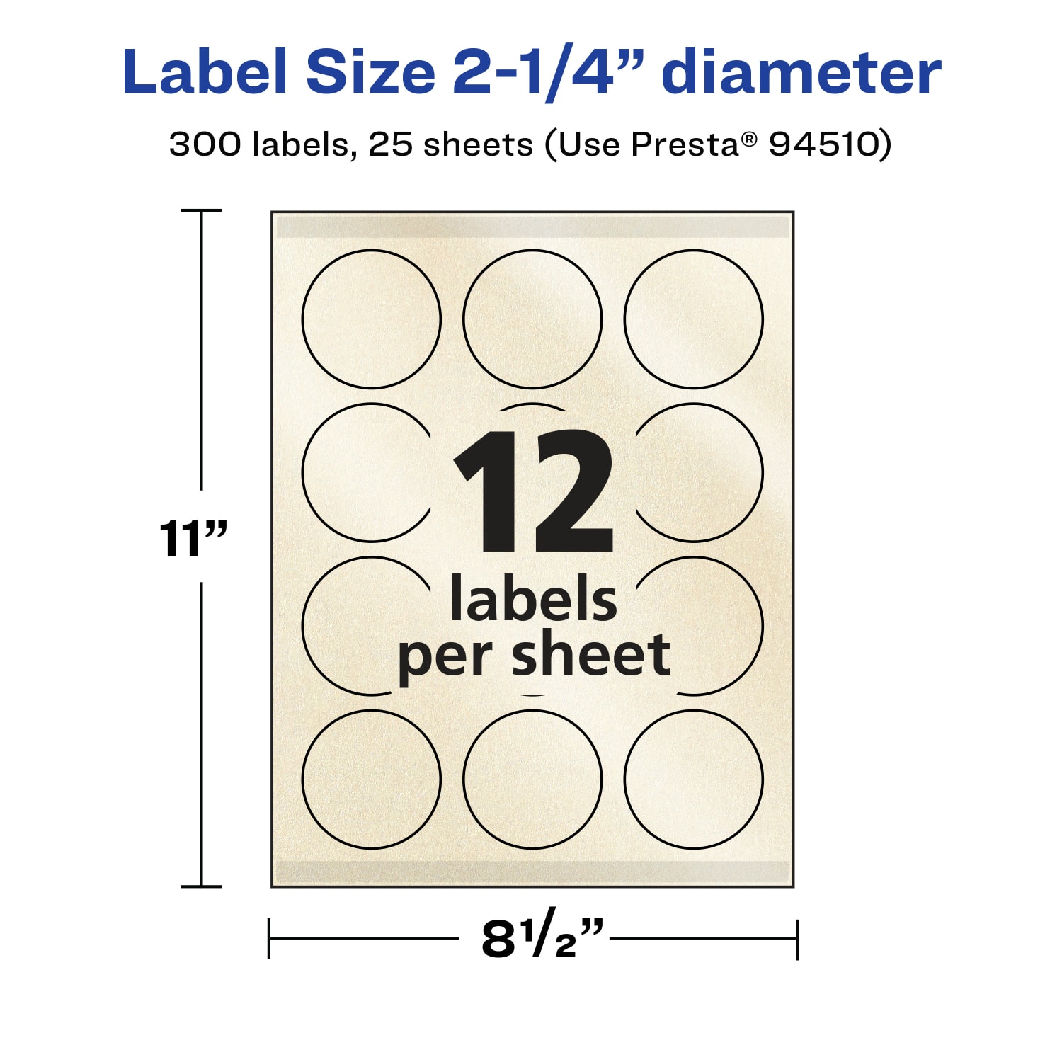 Avery Pearlized Permanent Labels With Sure Feed, 94510-PIP25, Round, 2-1/4in Diameter, Ivory, Pack Of 300 Labels - Image 6