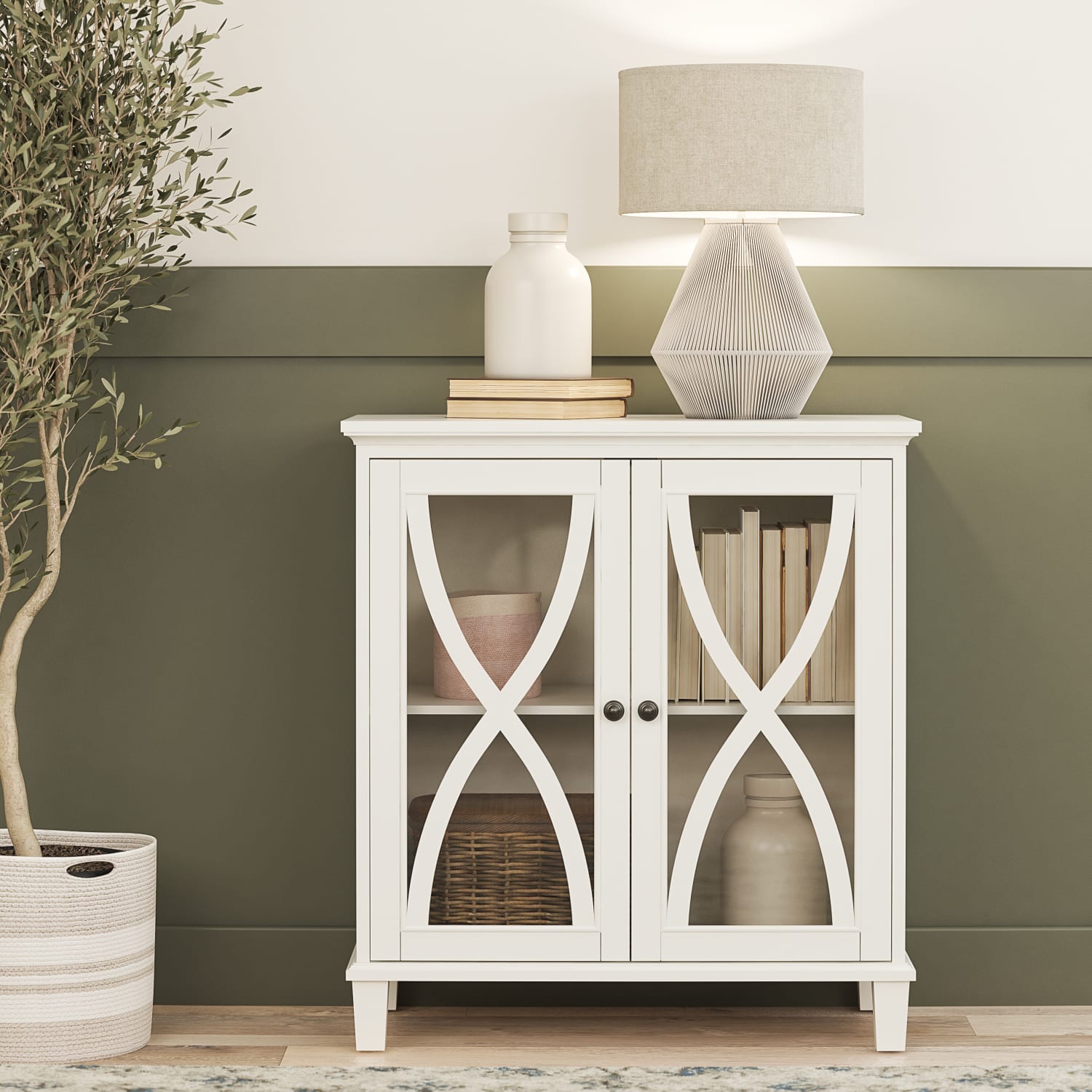 Ameriwood Home Celeste 32inW Accent Cabinet With Glass Doors, White - Image 4