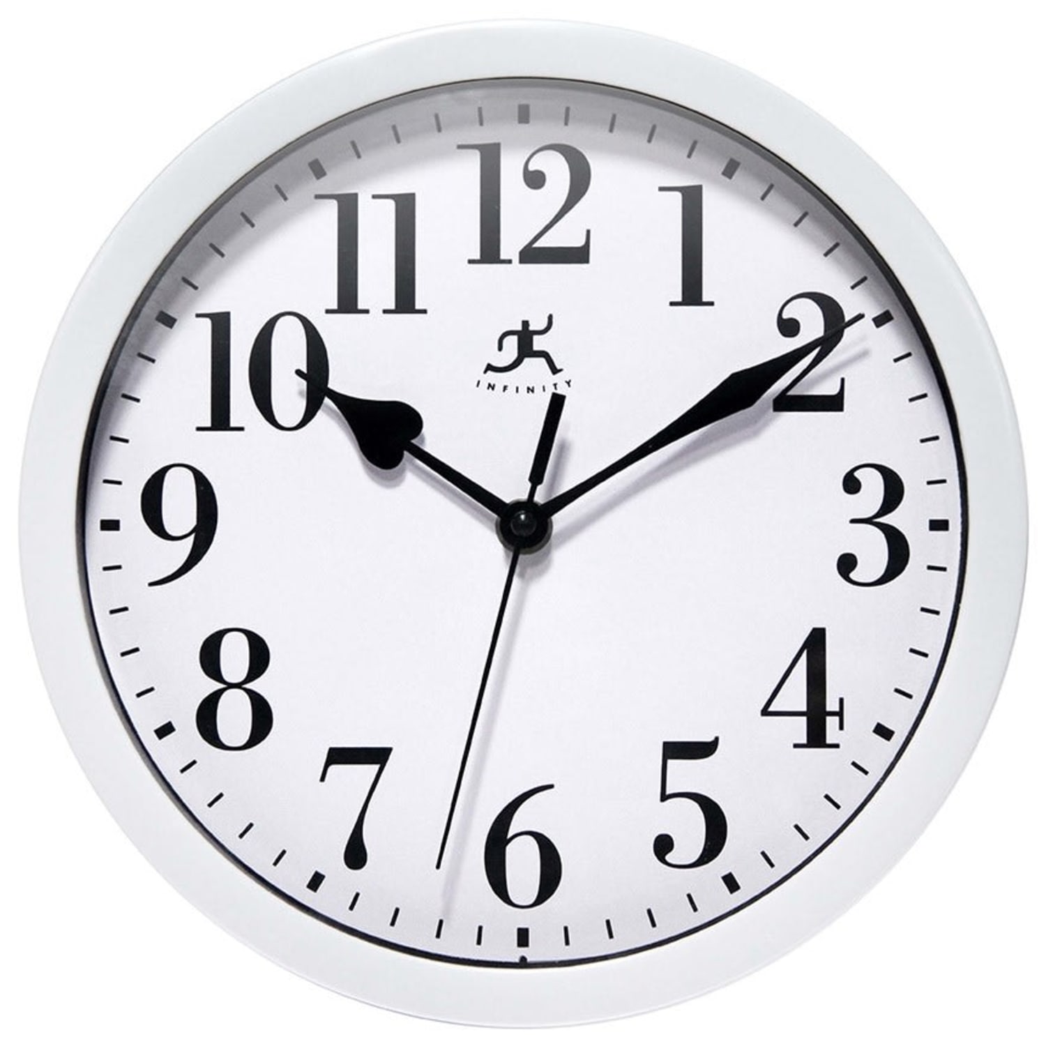 Infinity Instruments Simple Round Wall Clock, 9in, White