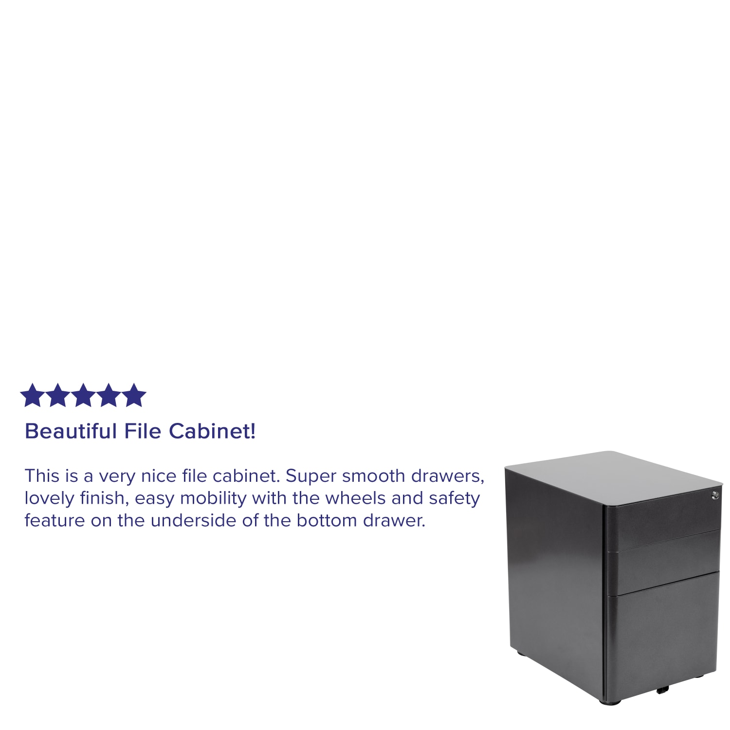 Flash Furniture Modern 21inD Vertical 3-Drawer Mobile Locking File Cabinet, Black - Image 5