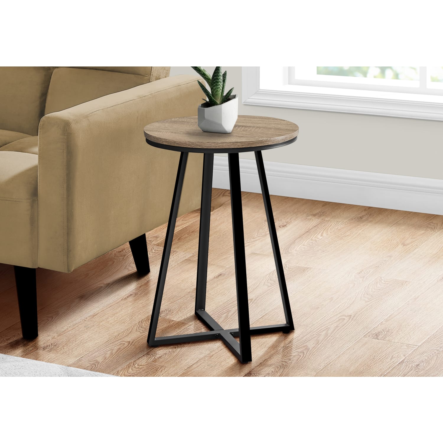 Monarch Specialties Mia Accent Table, 21-3/4inH x 15-3/4inW x 15-3/4inD, Black/Dark Taupe - Image 3