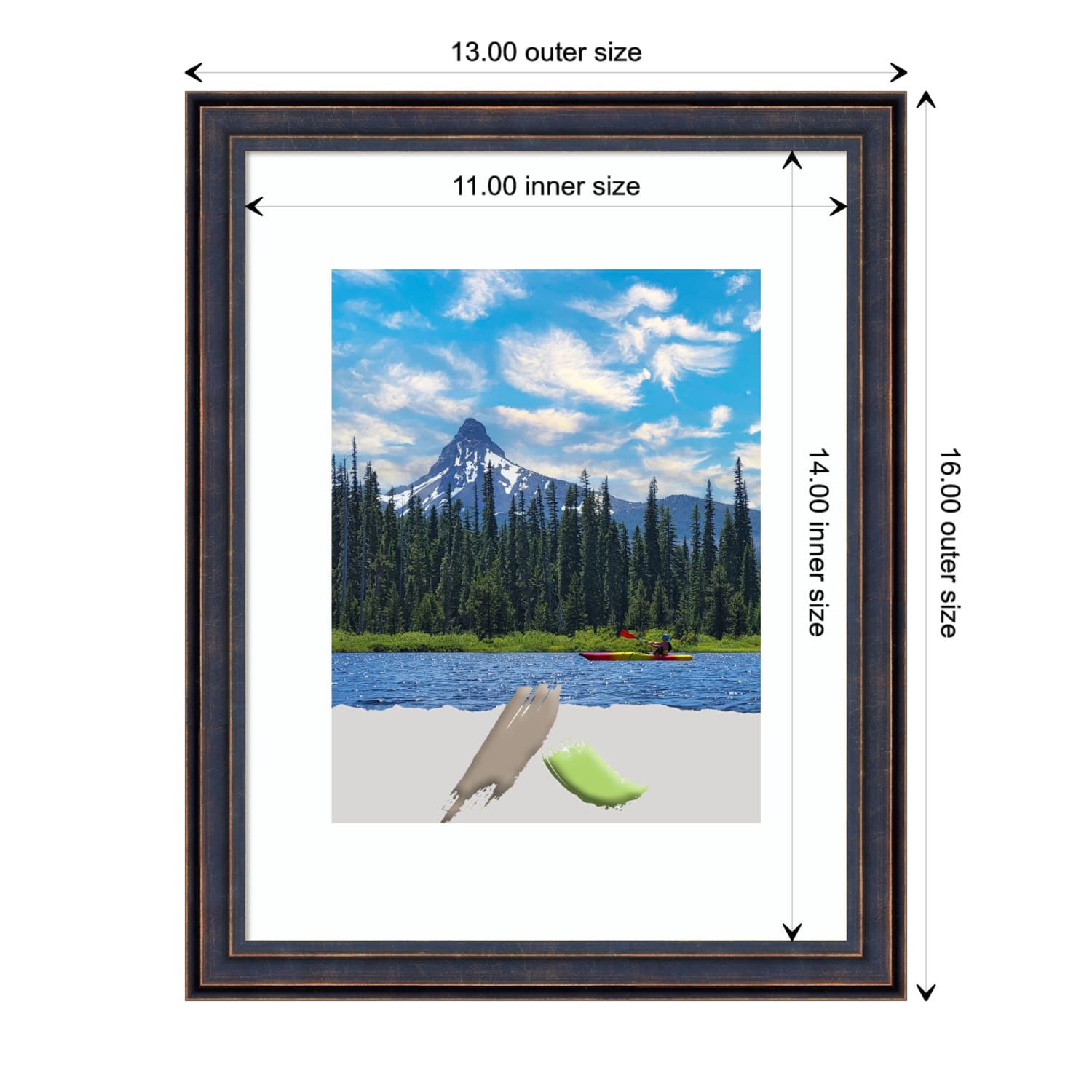 Amanti Art Scoop Wood Picture Frame, 13in x 16in, Opening Size 11in x 14in (Matted To 8in x 10in), Dark Bronze - Image 5