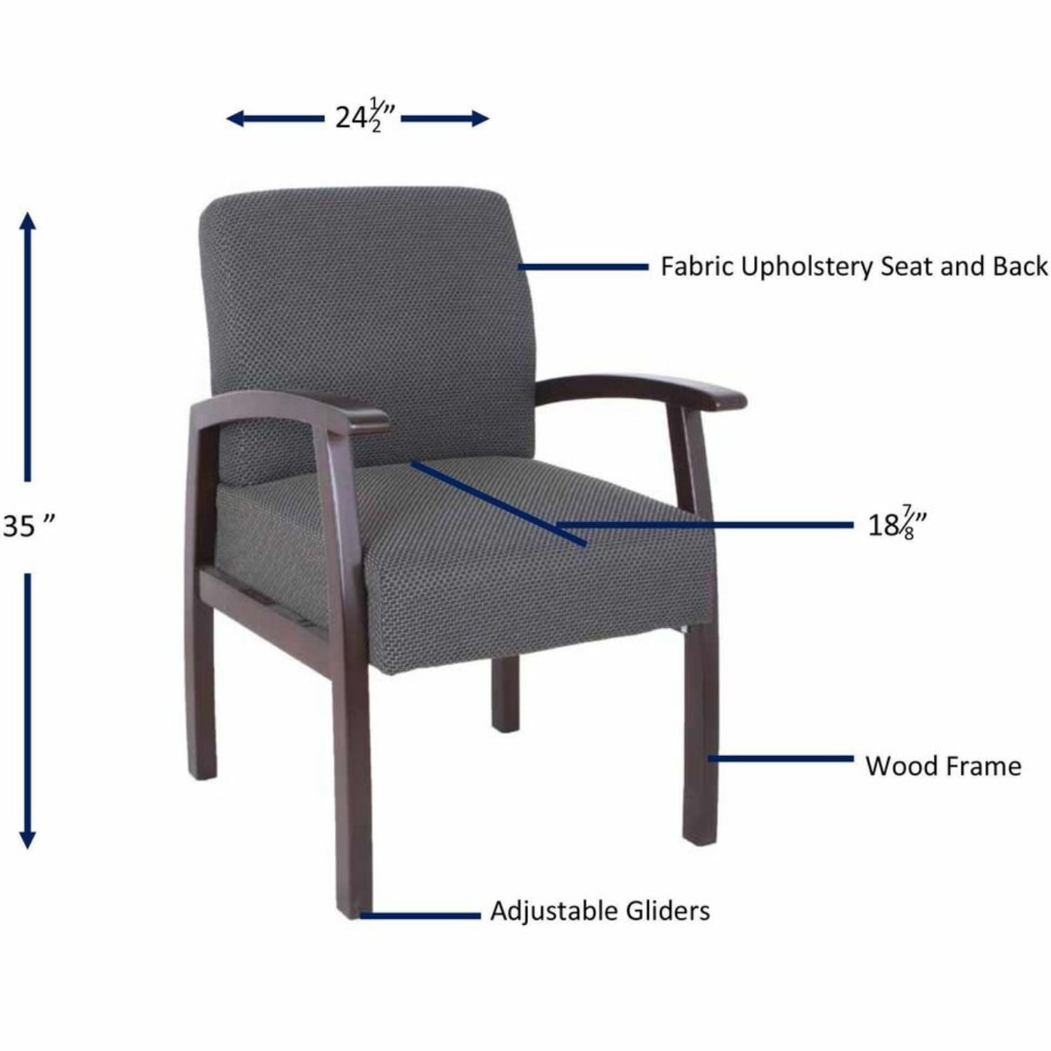 Lorell Wood Guest Chair, Charcoal Fabric/Espresso Frame - Image 6