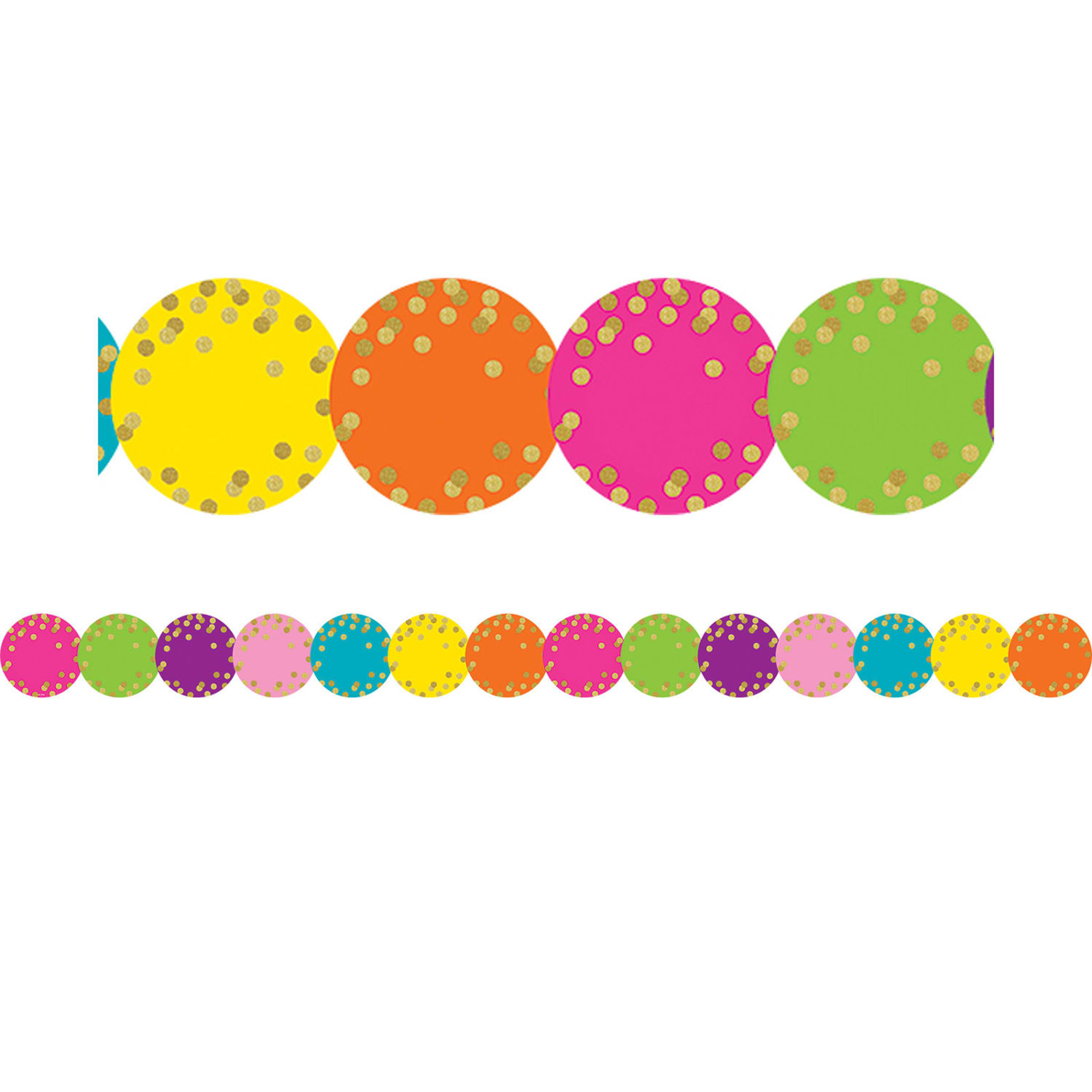 Teacher Created Resources Die-Cut Border Trim, Confetti Circles, 35ft Per Pack, Set Of 6 Packs - Image 3