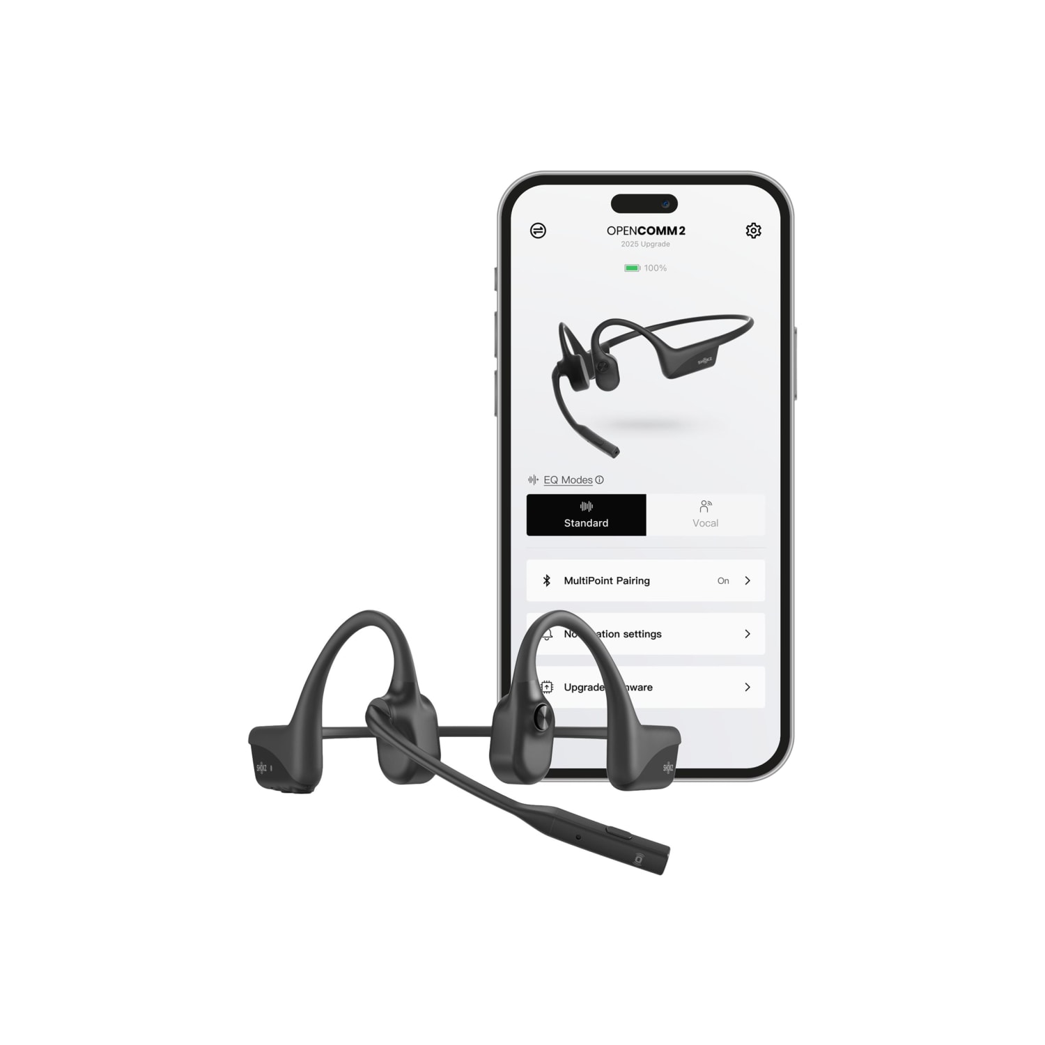 SHOKZ OpenComm2 - 2025 Upgrade - headset - open ear - behind-the-neck mount - Bluetooth - wireless - black - Image 3