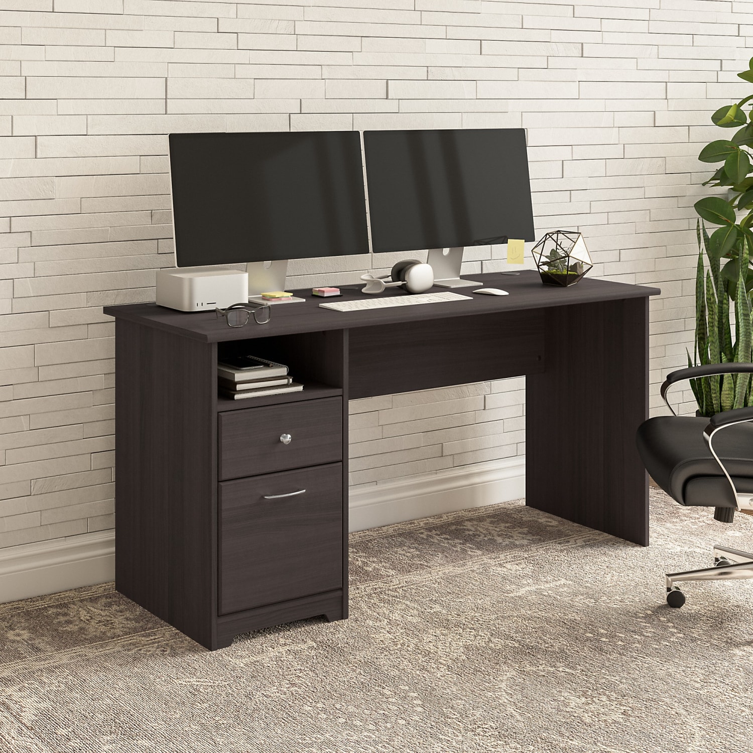 Bush Furniture Cabot 60inW Computer Desk With Drawers, Heather Gray, Standard Delivery - Image 3