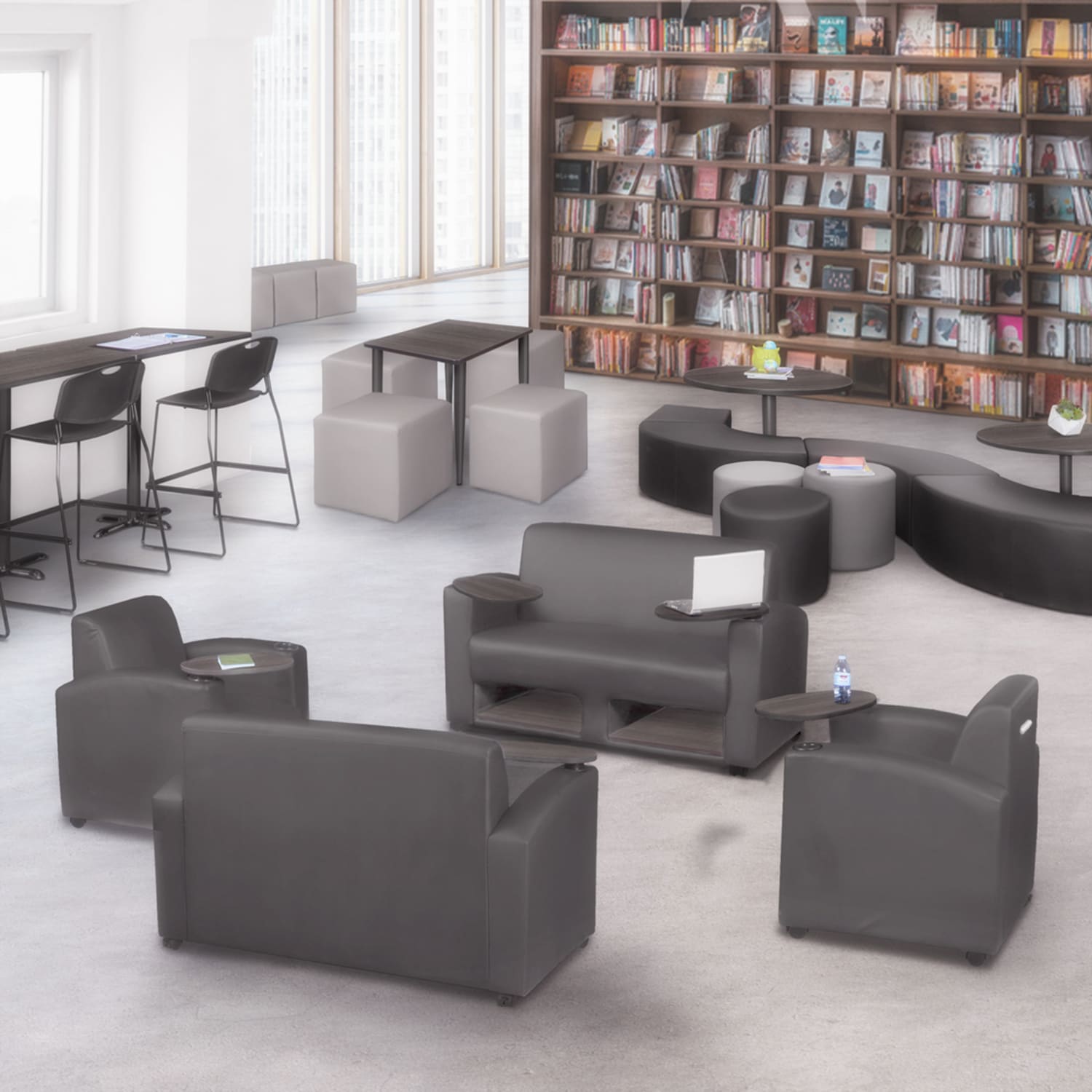 Regency Supernova Loveseat With Tablet Arm And Storage 33inH x 56inW x 29inD Gray PopularChairscom