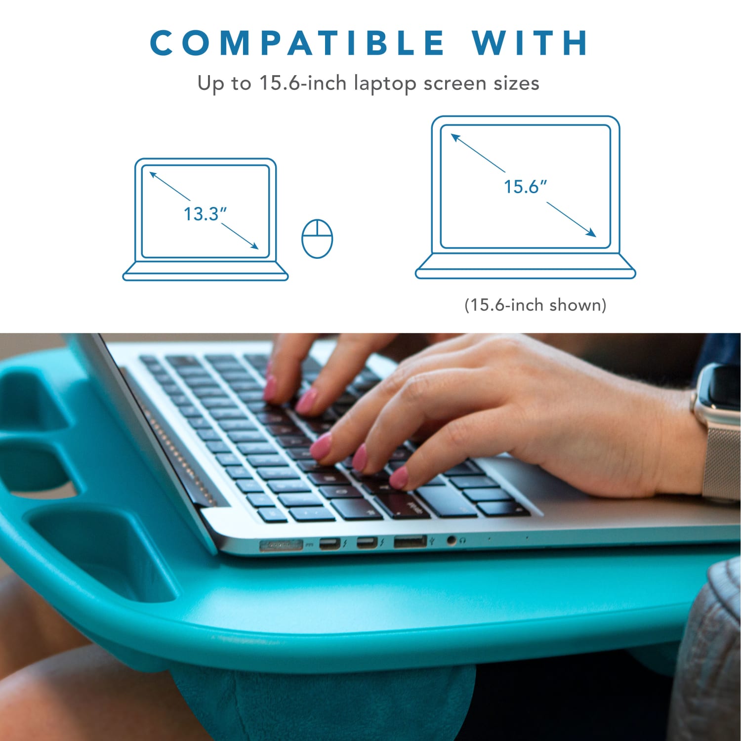 LapGear MyDesk Lap Desk, 13inH x 17.9inW x 2.6inD, Turquoise - Image 4