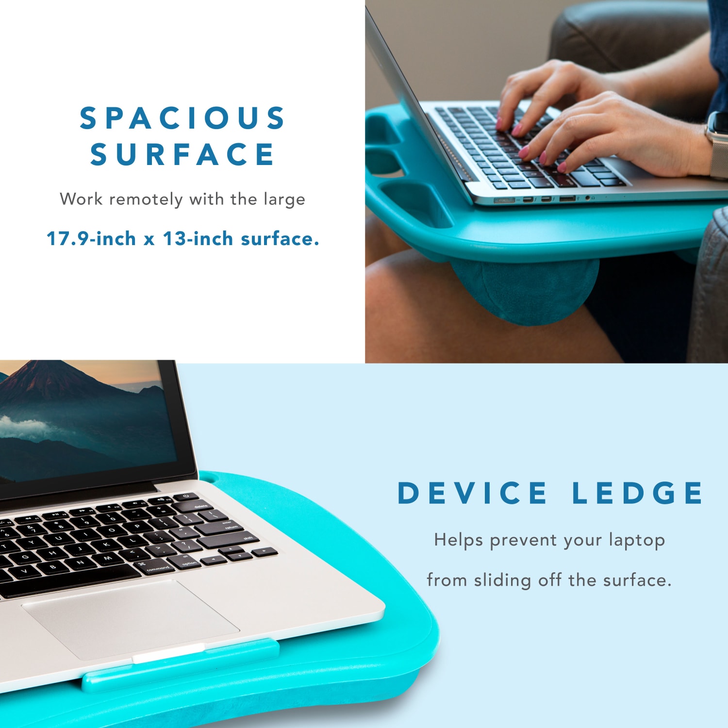 LapGear MyDesk Lap Desk, 13inH x 17.9inW x 2.6inD, Turquoise - Image 6