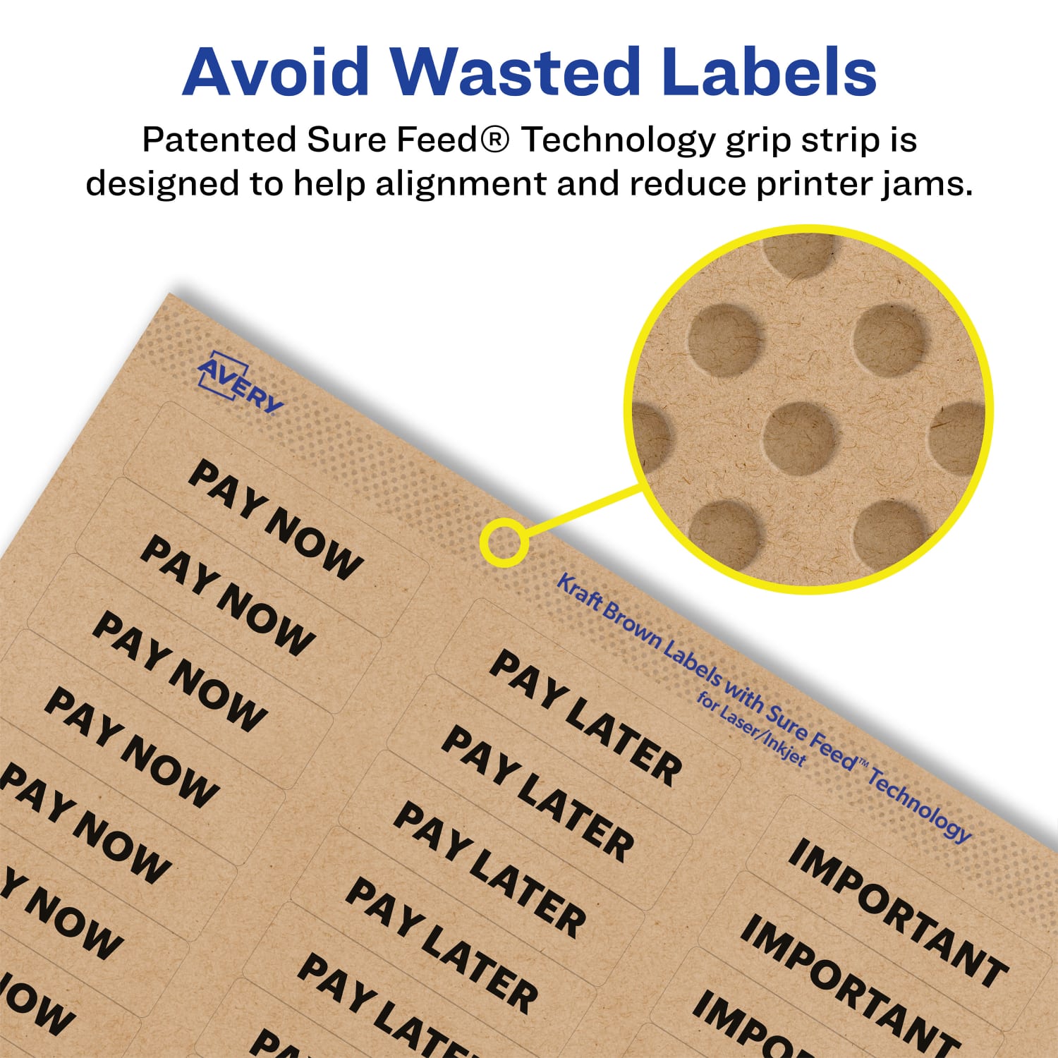 Avery Kraft Permanent Labels With Sure Feed, 94204-KMP100, Rectangle, 1/2in x 1-3/4in, Brown, Pack Of 6,000 - Image 5