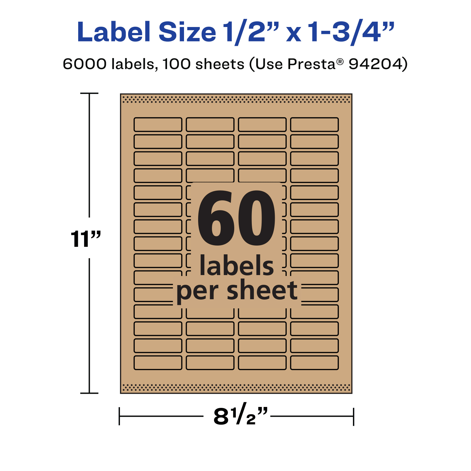 Avery Kraft Permanent Labels With Sure Feed, 94204-KMP100, Rectangle, 1/2in x 1-3/4in, Brown, Pack Of 6,000 - Image 6