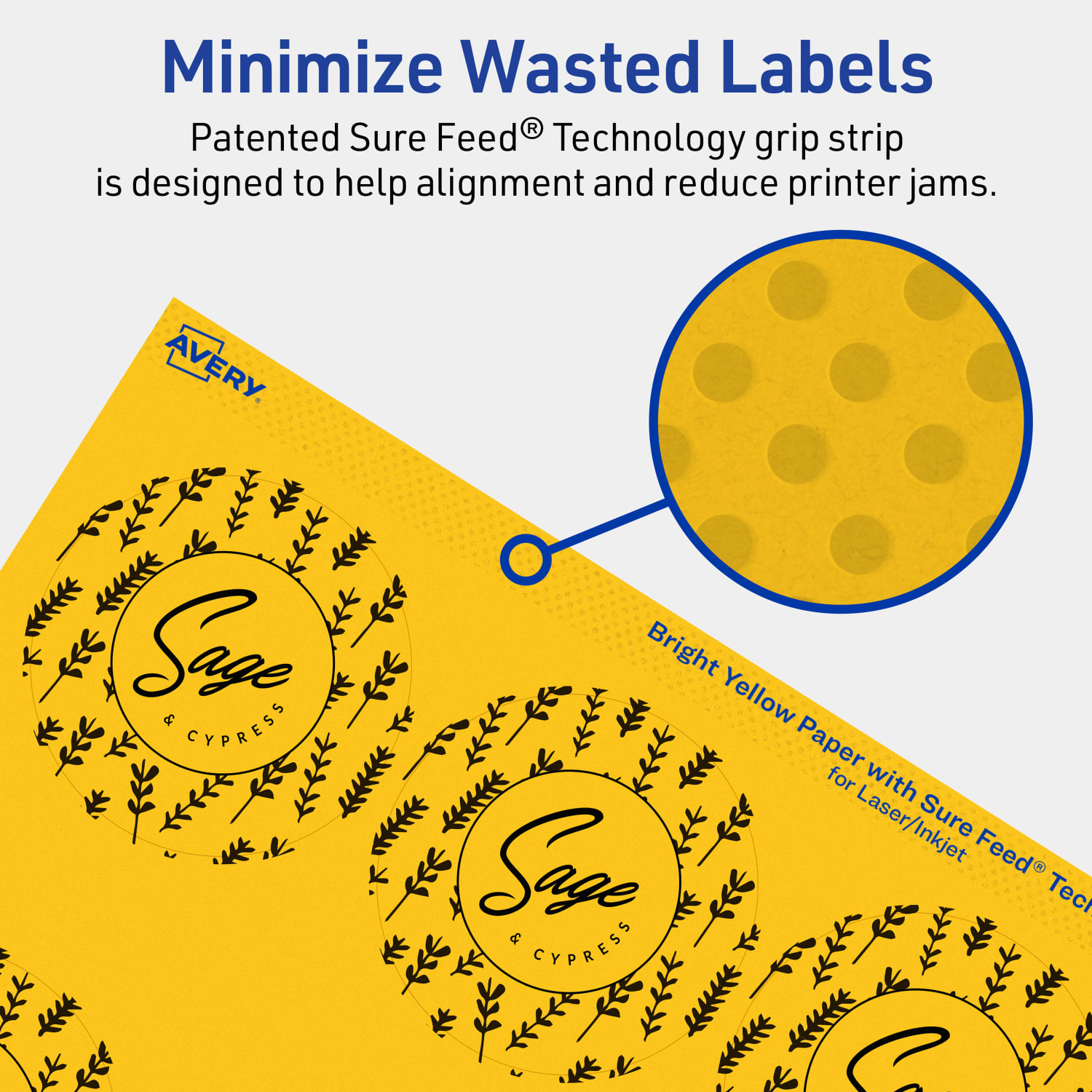 Avery Print-To-The-Edge Labels With Sure Feed Technology, 94502-BYP80, Round, 2-1/2in, Matte Bright Yellow, Pack of 720 - Image 5