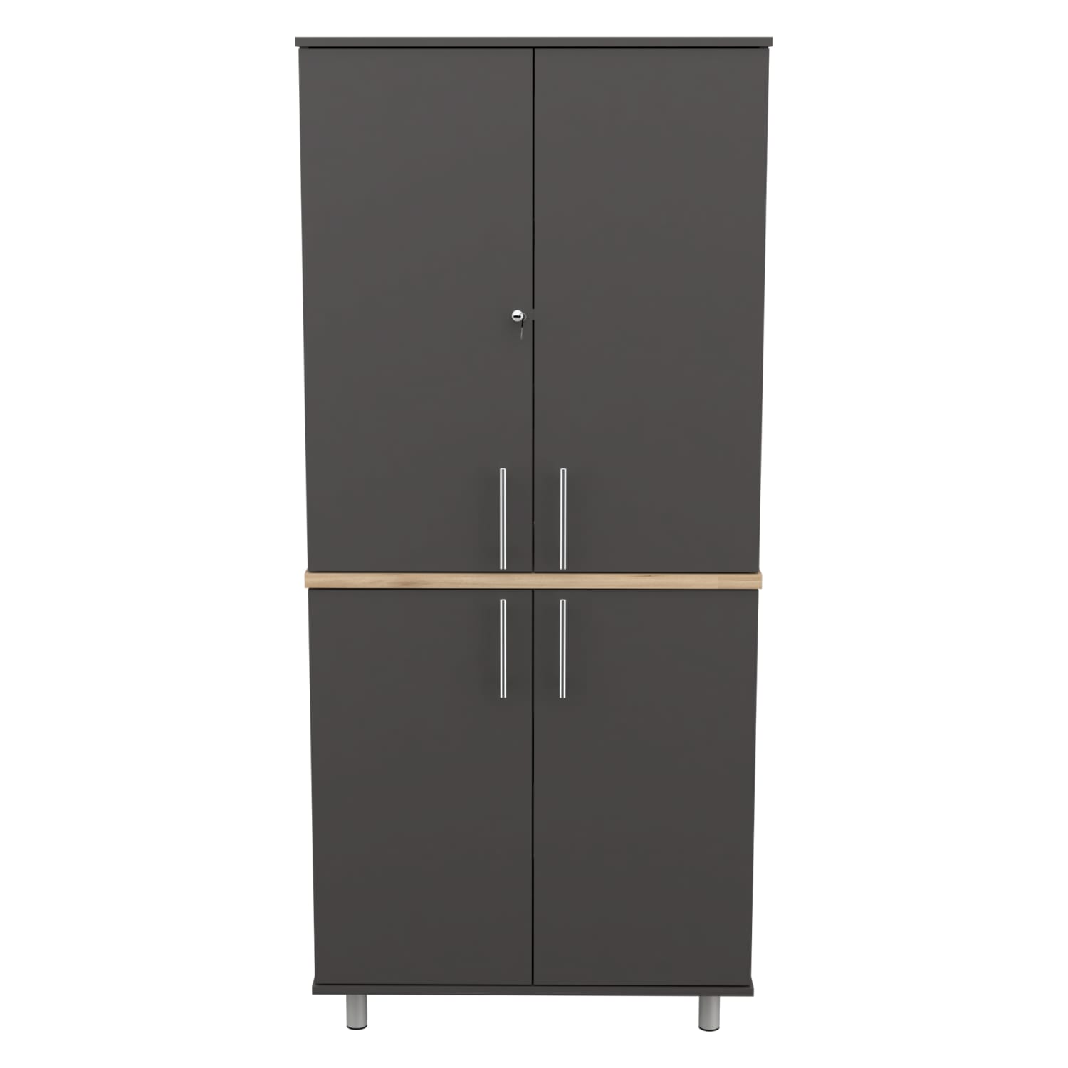 Inval America Garage Storage Cabinet, 70-13/16inH x 31-1/2inW x 19-5/8inD, Dark Gray/Maple - Image 4