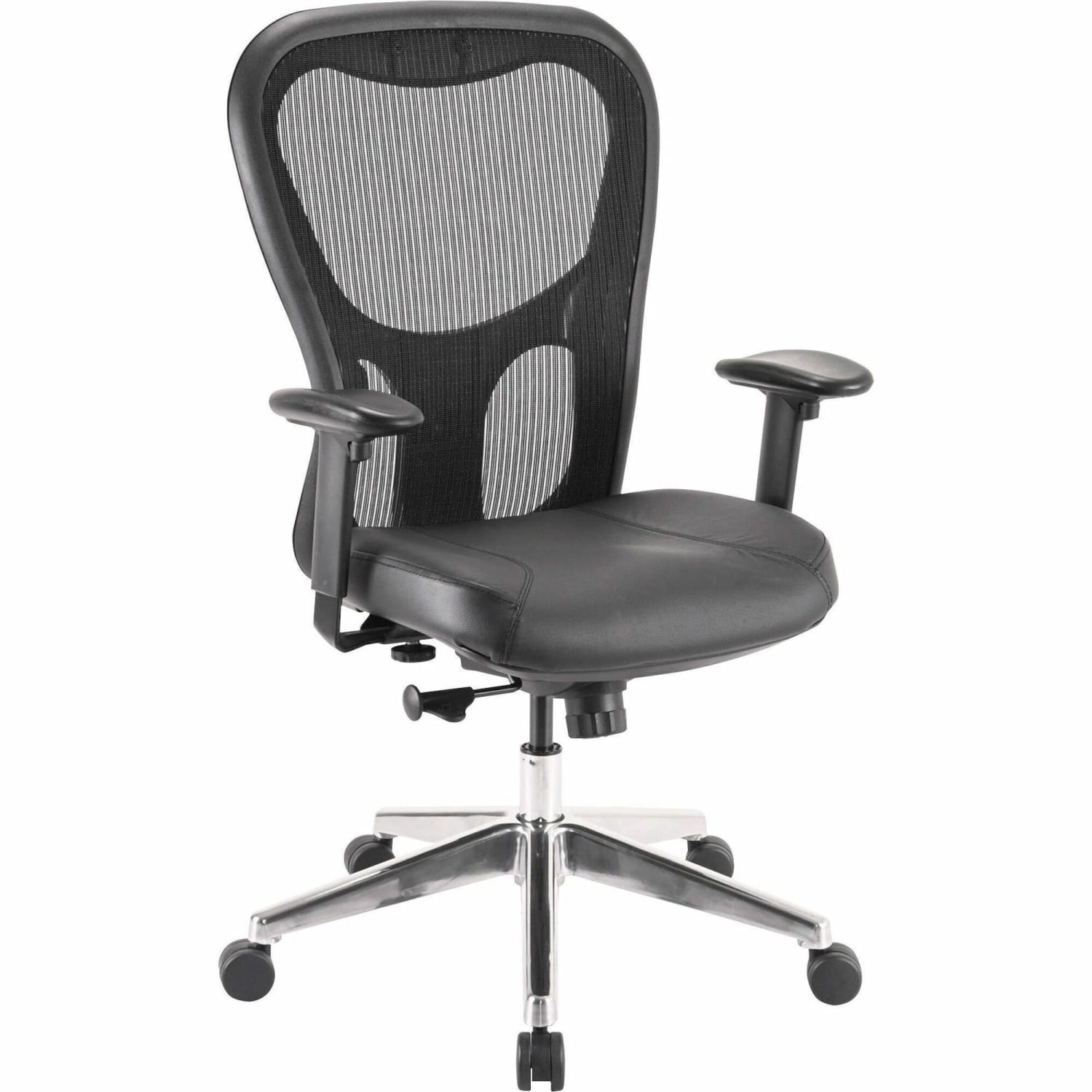 Lorell Executive Ergonomic Bonded Leather/Mesh Mid-Back Chair, Black - Image 3