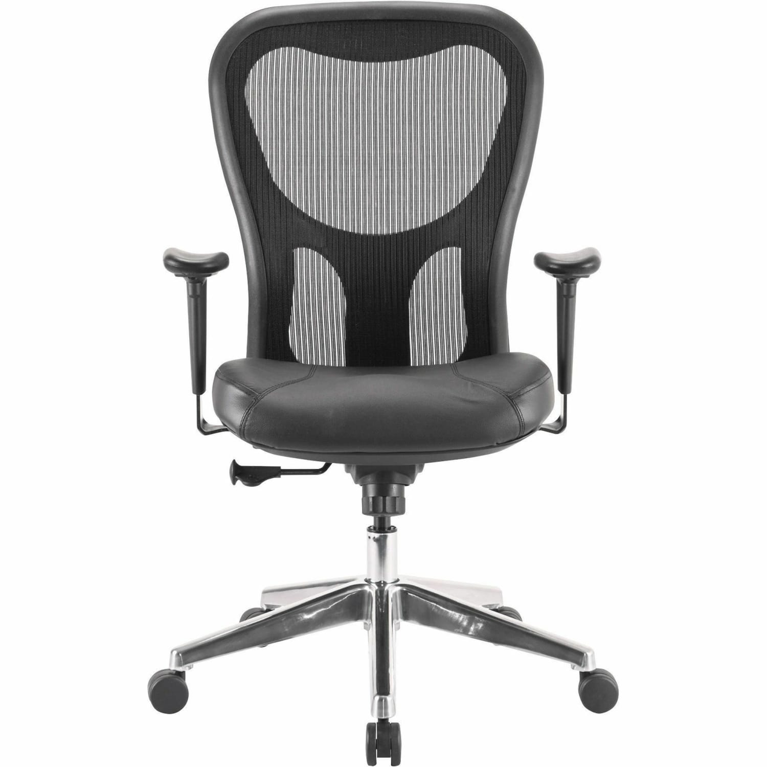 Lorell Executive Ergonomic Bonded Leather/Mesh Mid-Back Chair, Black - Image 4