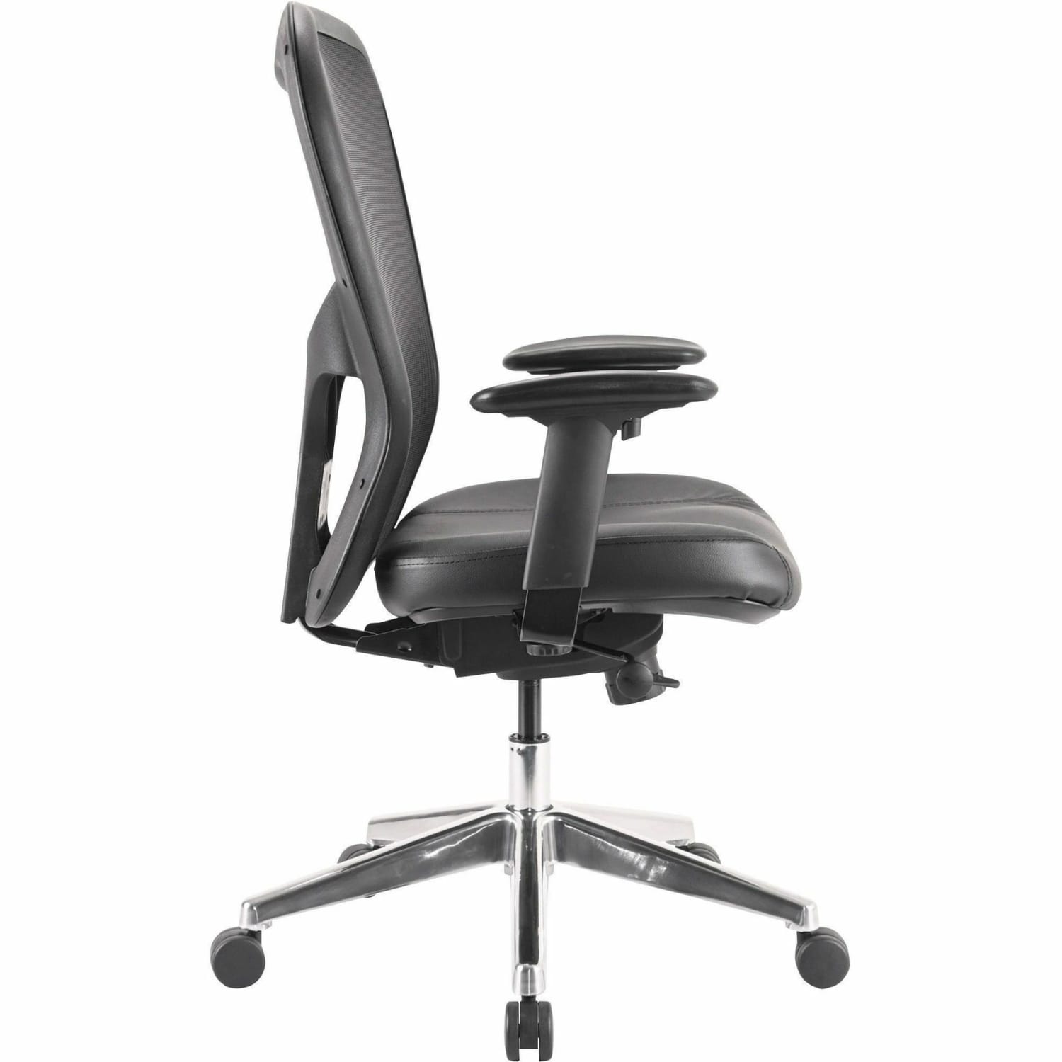 Lorell Executive Ergonomic Bonded Leather/Mesh Mid-Back Chair, Black - Image 5