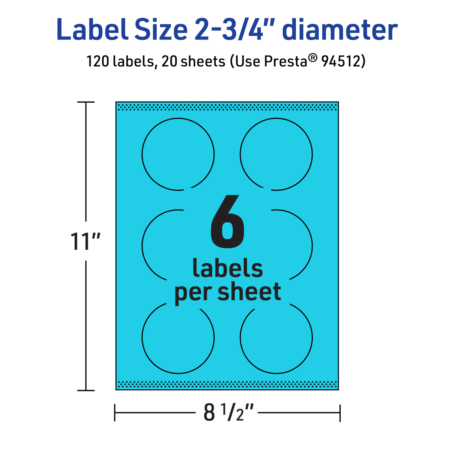 Avery Print-To-The-Edge Labels With Sure Feed Technology And Easy Peel Label Feature, 94512-BBP20, Round, 2-3/4in, Matte Bright Blue, Pack of 120 - Image 6