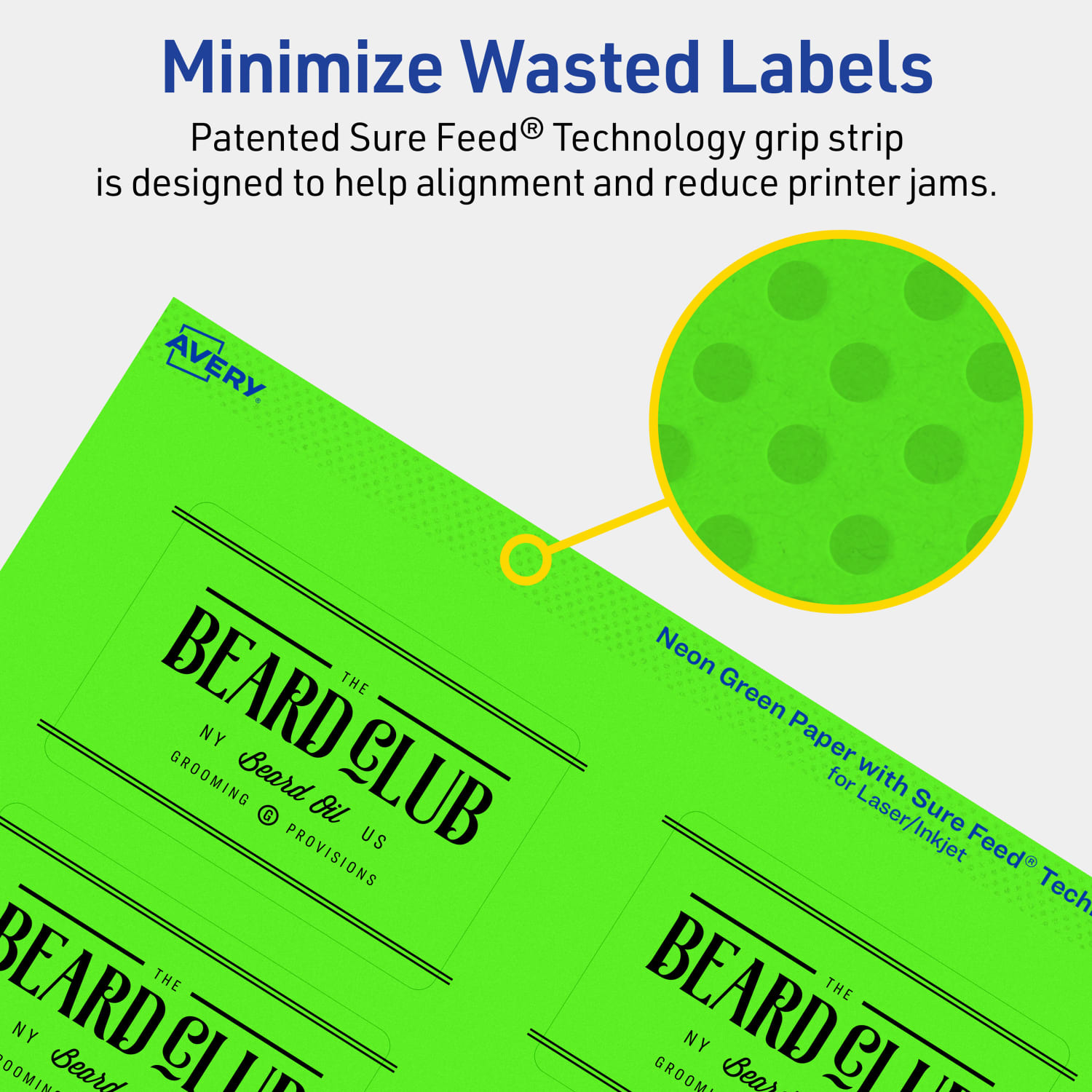 Avery Print-To-The-Edge Labels With Sure Feed Technology And Easy Peel, 94237-NGP40, Rectangle, 2in x 3in, Matte Neon Green, Pack of 320 - Image 5