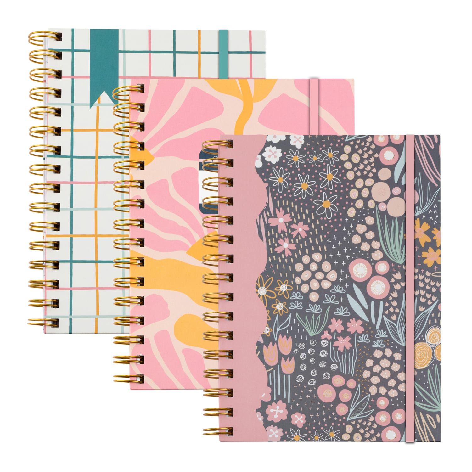 C-Line Signature Series Journals, 5-3/4in x 8in, College Ruled, 100 Pages, Assorted Designs, Pack Of 3