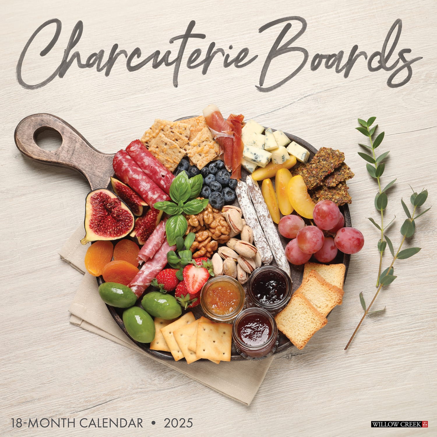 2025 Willow Creek Press Wall Calendar, 12in x 12in, Charcuterie Boards, January 2025 To December 2025, 46357