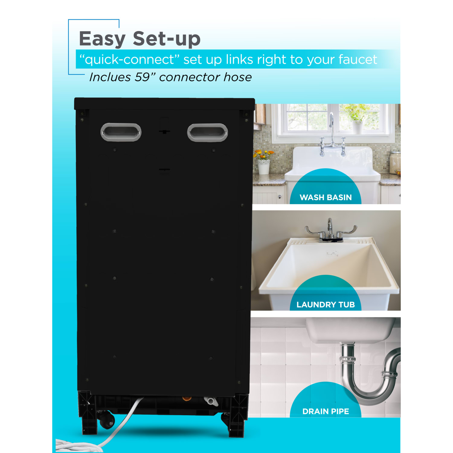 Black+Decker Portable Dishwasher, 35-11/16inH x 17-11/16inW x 23-5/8inD, Black - Image 4