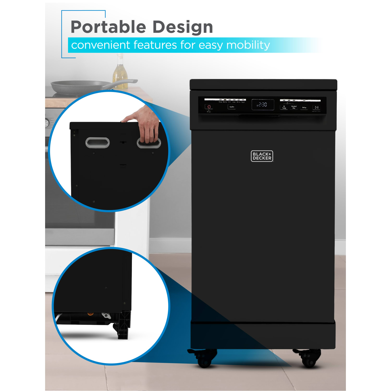 Black+Decker Portable Dishwasher, 35-11/16inH x 17-11/16inW x 23-5/8inD, Black - Image 6