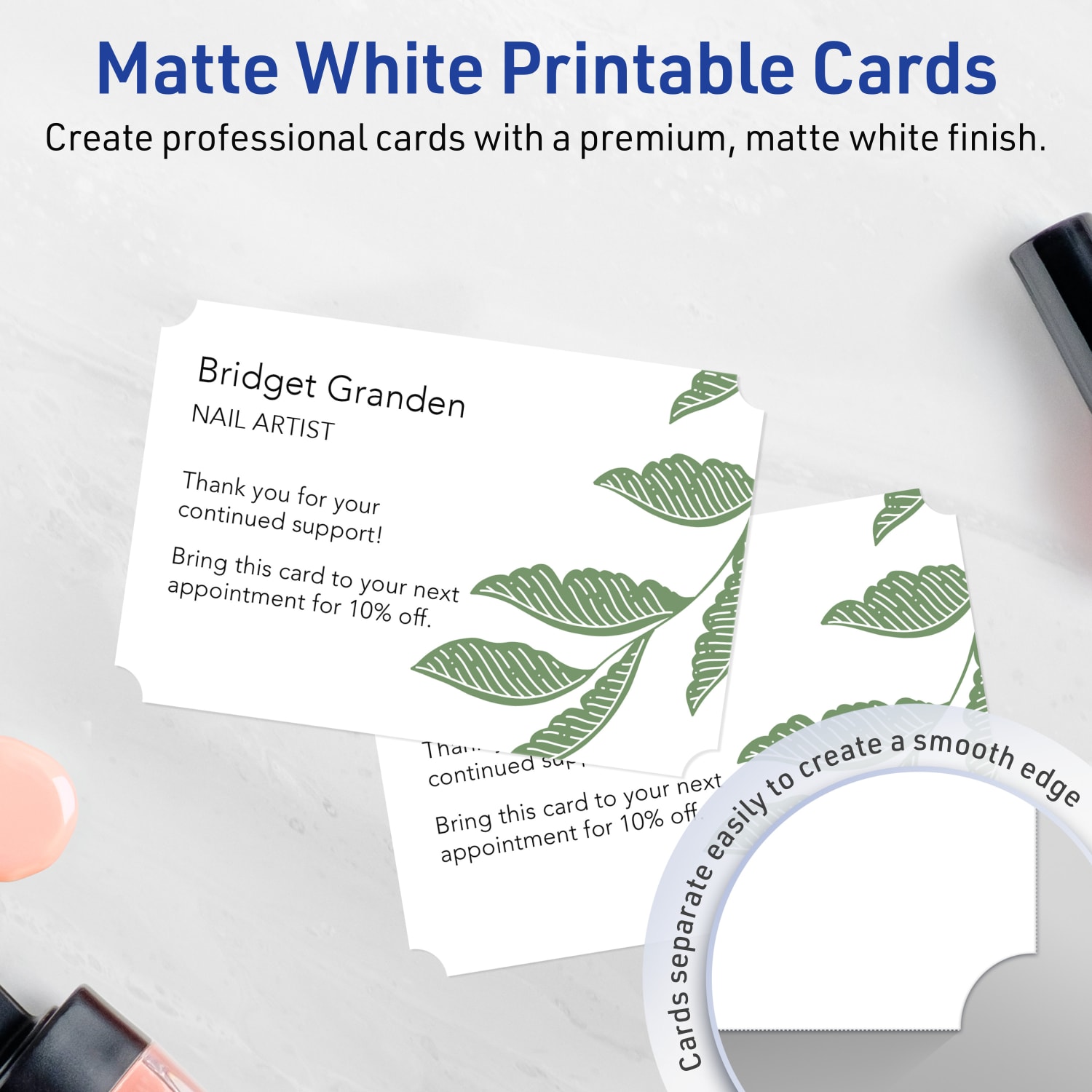 Avery Printable Postcards With Sure Feed Technology, 6in x 9in Rectangle Scalloped Edge, Matte White, Pack Of 10 - Image 3
