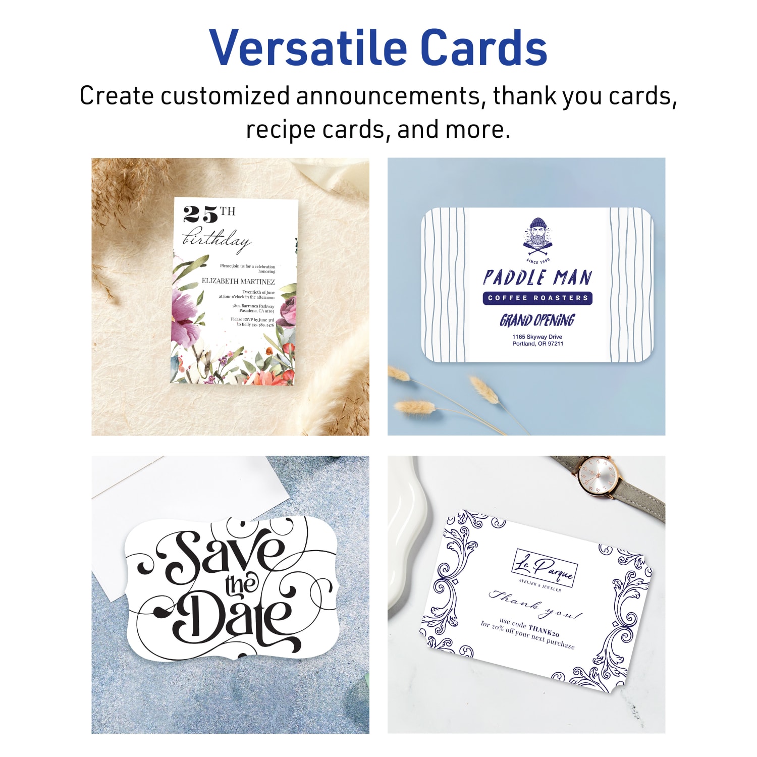 Avery Printable Postcards With Sure Feed Technology, 6in x 9in Rectangle Scalloped Edge, Matte White, Pack Of 10 - Image 4
