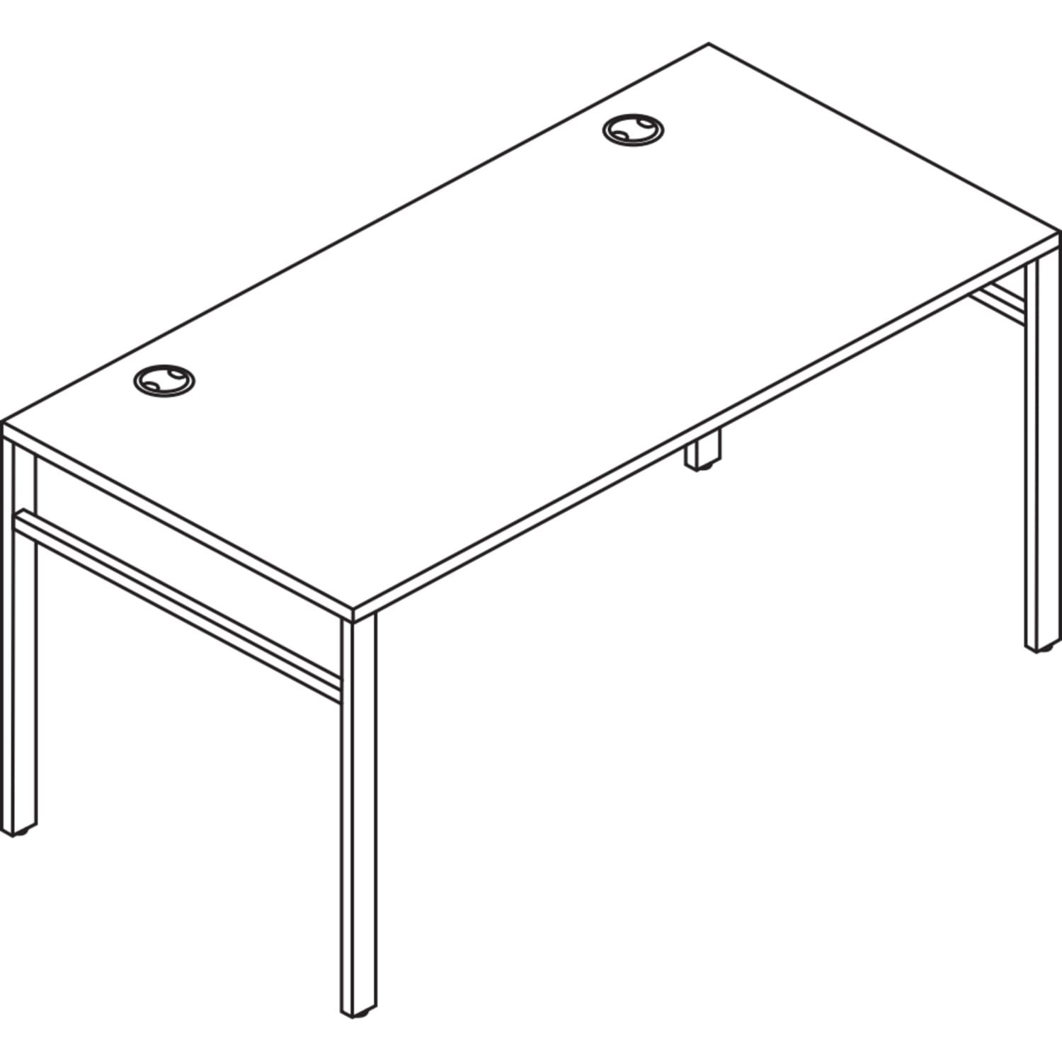 HON Mod Table Desk With U-Legs, 29inH x 60inW x 30inD, Silver/Slate Teak - Image 3