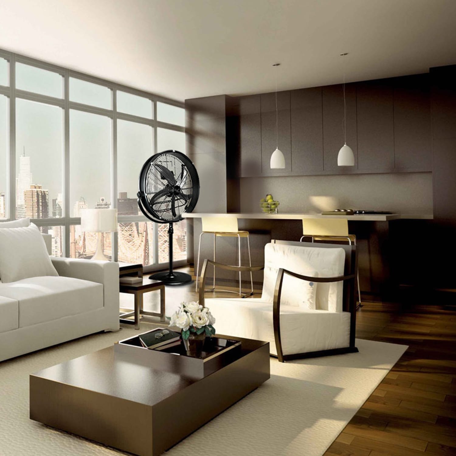Vie Air 20in 3-Speed High-Velocity Pedestal Drum Fan, 53inH x 25inW x 19inD, Black - Image 3