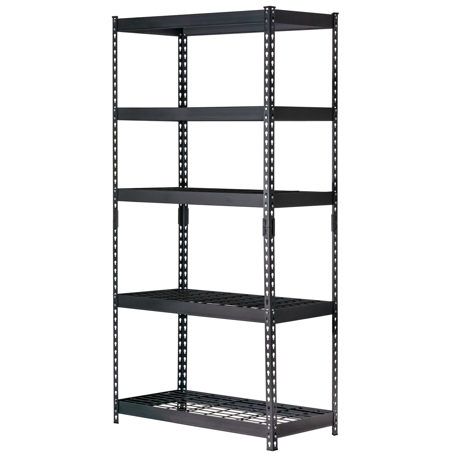 Edsal Muscle Rack Heavy Duty Boltless Steel Shelving Unit With Wire Decking, 5-Shelf, 72inH x 36inW x 18inD, Black - Image 3