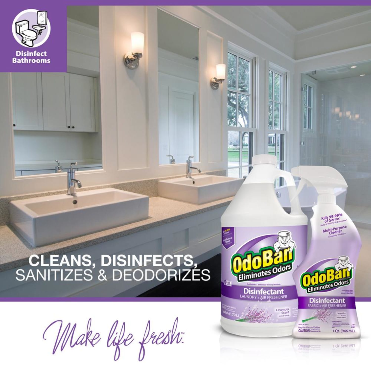 OdoBan Odor Eliminator Disinfectant Spray, Lavender Scent, 32 Oz Bottle, Case Of 12 - Image 3