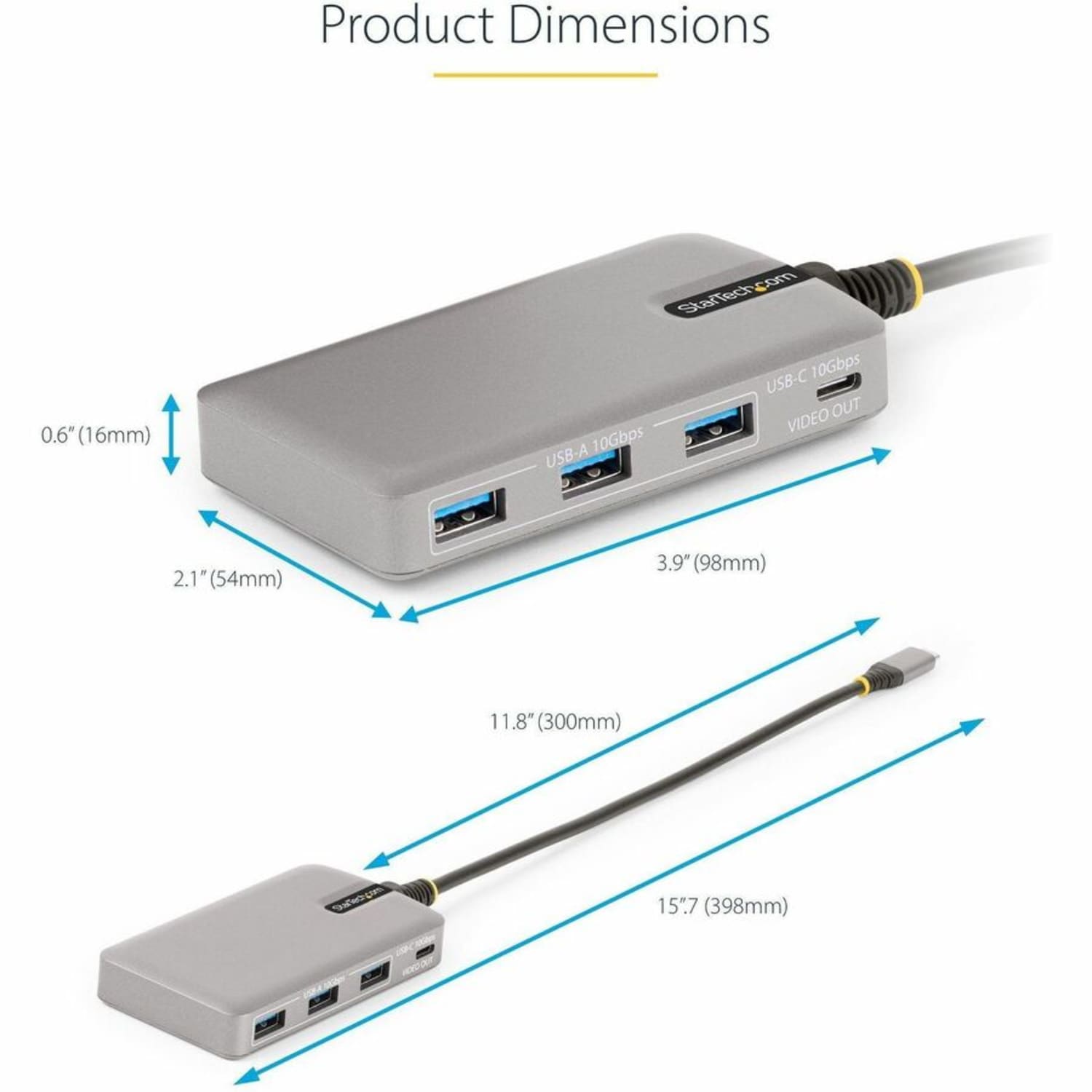 StarTech.com 4-Port USB-C Hub with USB-C DP Alt Mode Video Output, 3x USB-A, 1x USB-C, 100W Power Delivery Pas - HB31C3A1CDPPD3 - Image 5