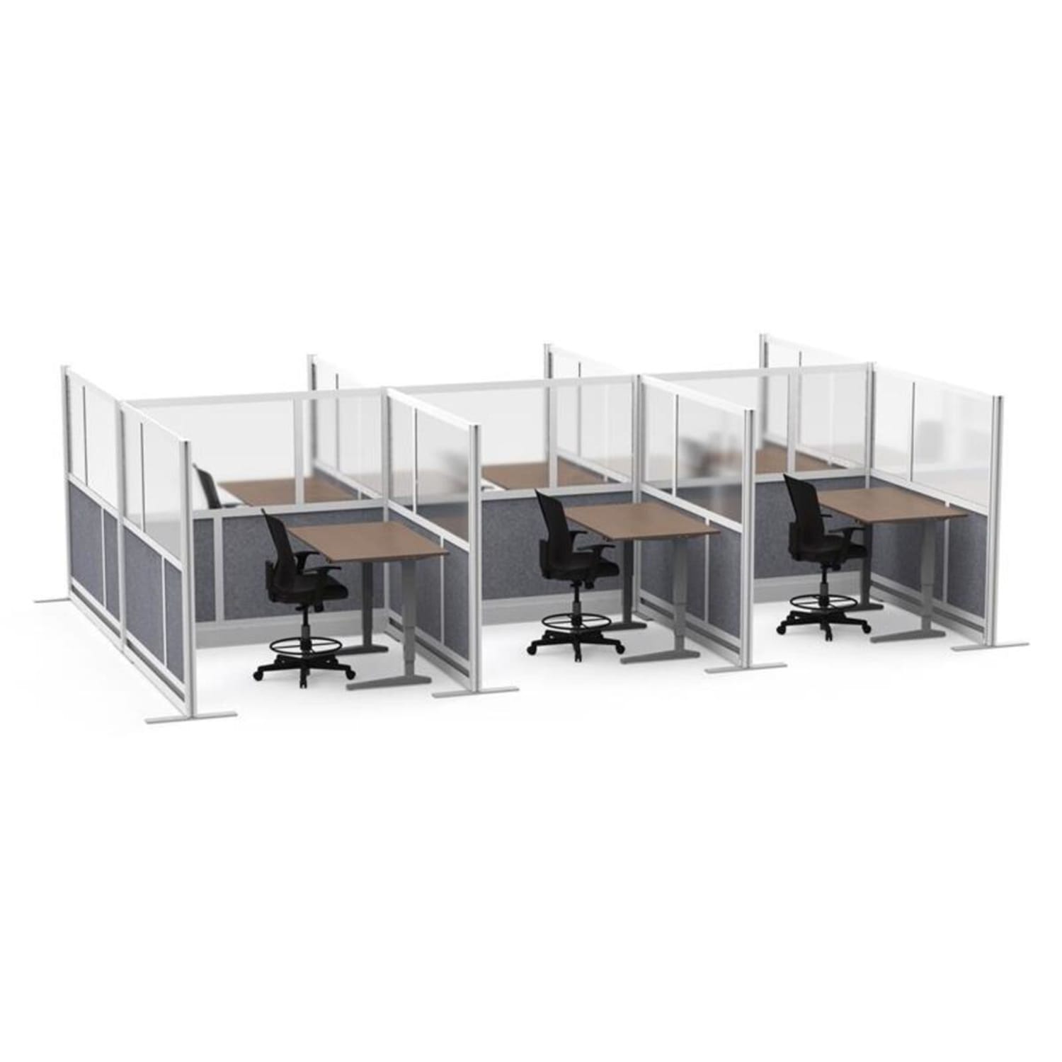 Luxor Modular Room Divider Wall System Starter Wall, 70in x 70in, Gray - Image 6