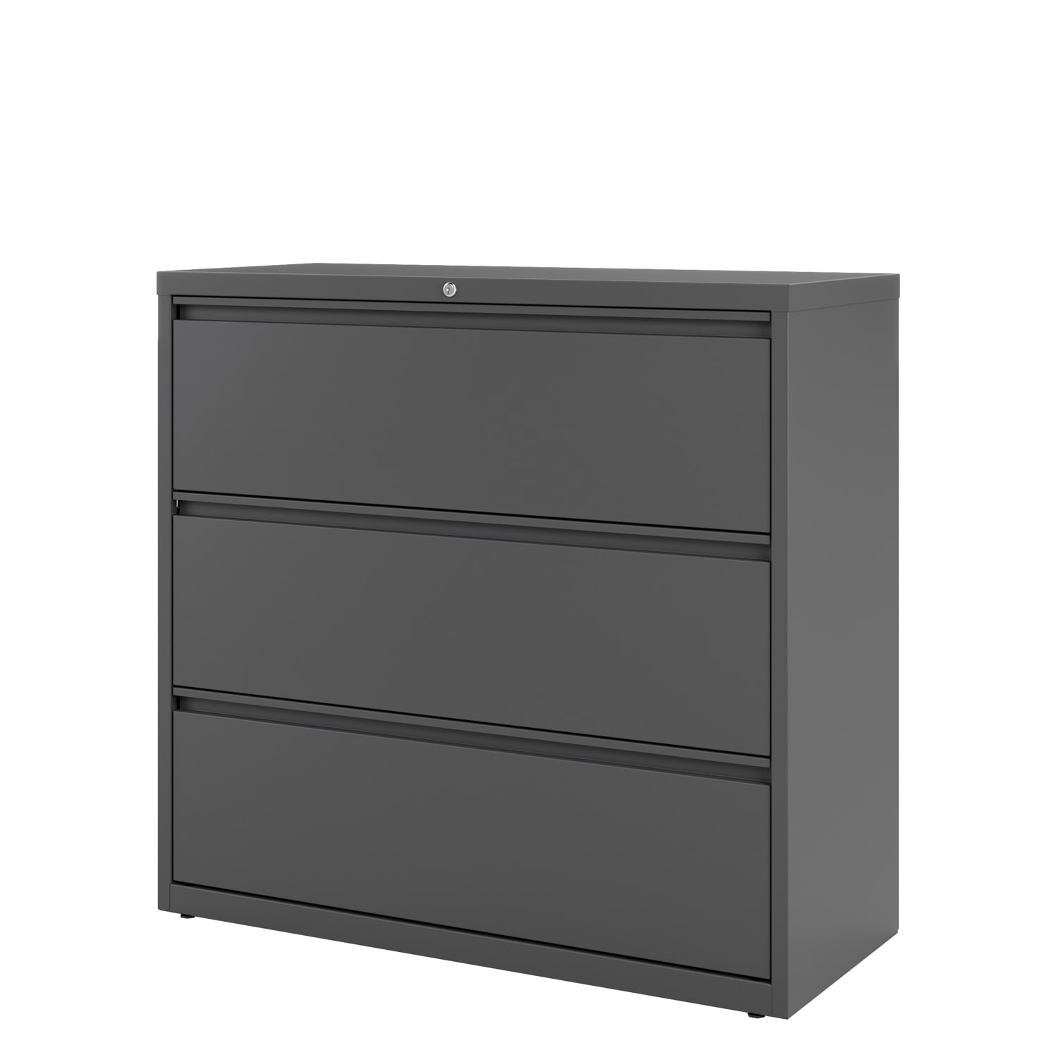 WorkPro 42inW x 18-5/8inD Lateral 3-Drawer File Cabinet, Charcoal - Image 4