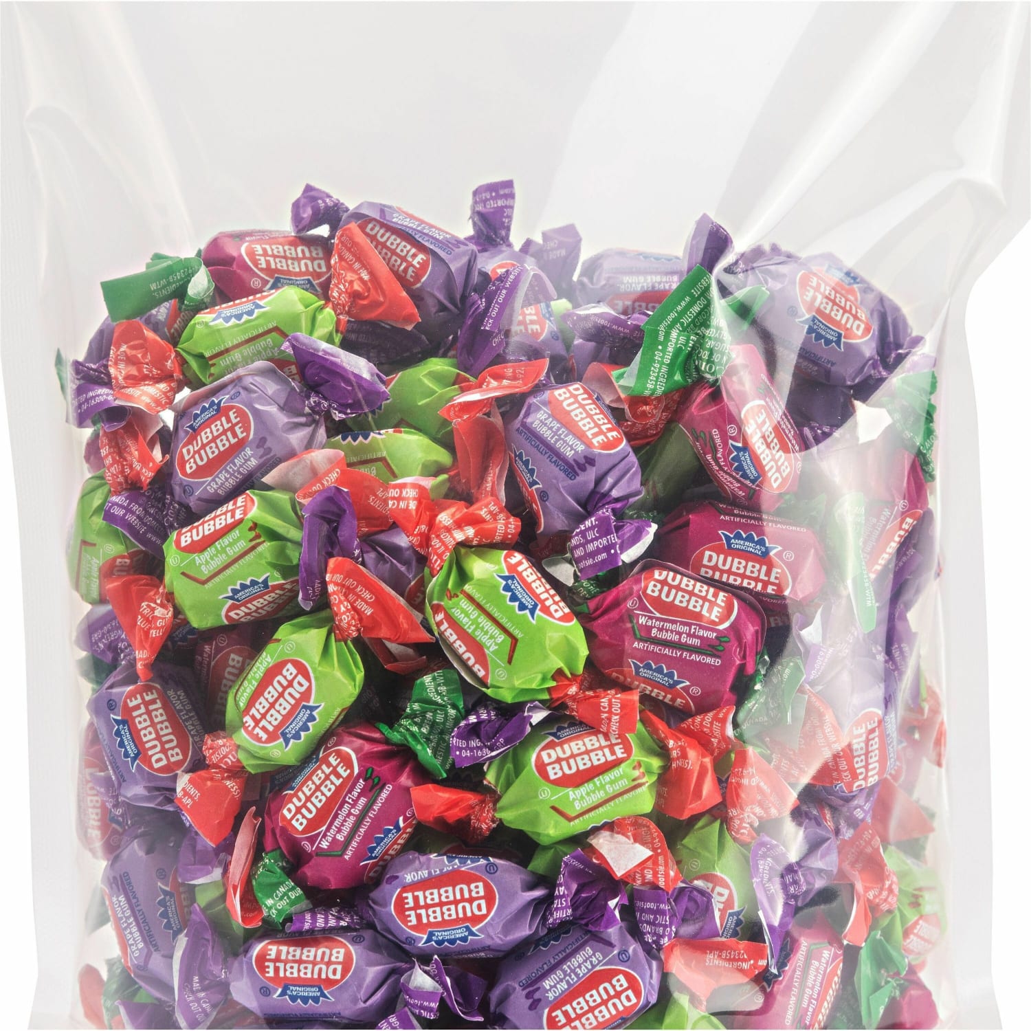 Penny Candy Dubble Bubble Gum - Grape, Watermelon, Apple - Individually Wrapped - 2.50 lb - 1 Bag - Image 3