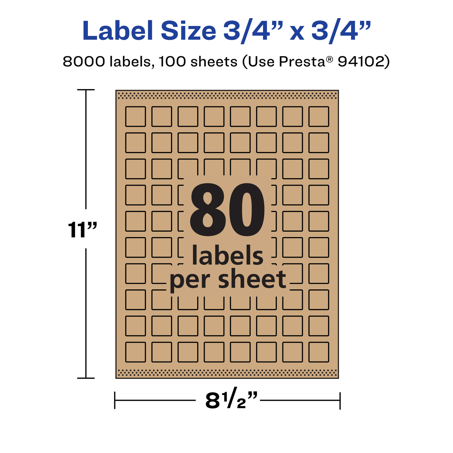 Avery Kraft Permanent Labels With Sure Feed, 94102-KMP100, Square, 3/4in x 3/4in, Brown, Pack Of 8,000 - Image 6