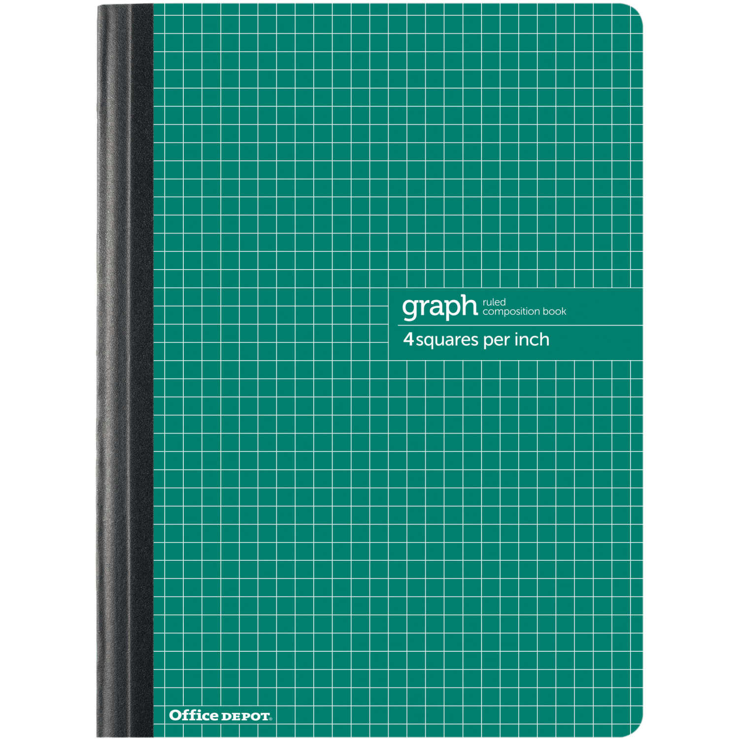 Office Depot Brand Composition Book, 7-1/2in x 9-3/4in, Quadrille Ruled, 80 Sheets, Green