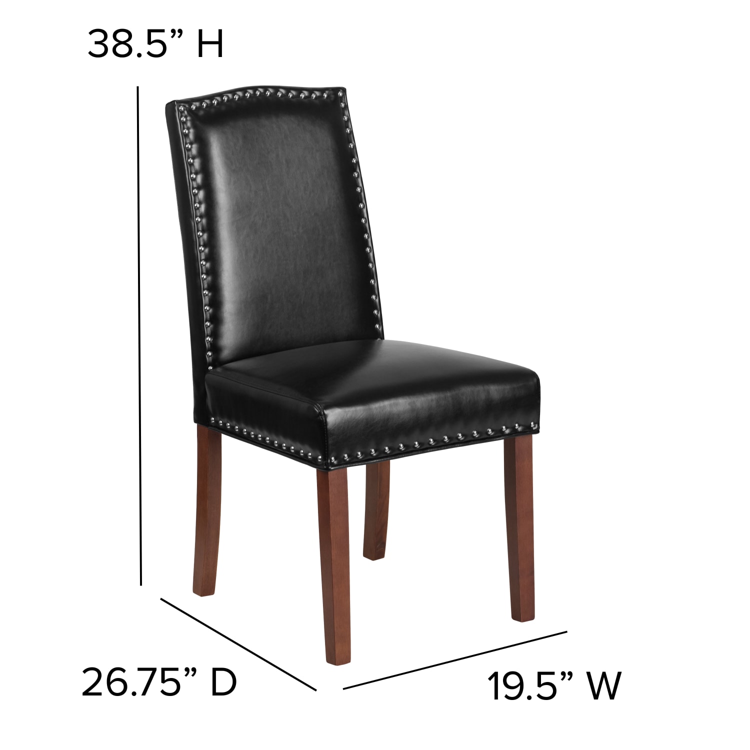 Flash Furniture Hercules Hampton Hill Parsons Chair With Nail Trim, Black/Wood Grain - Image 5